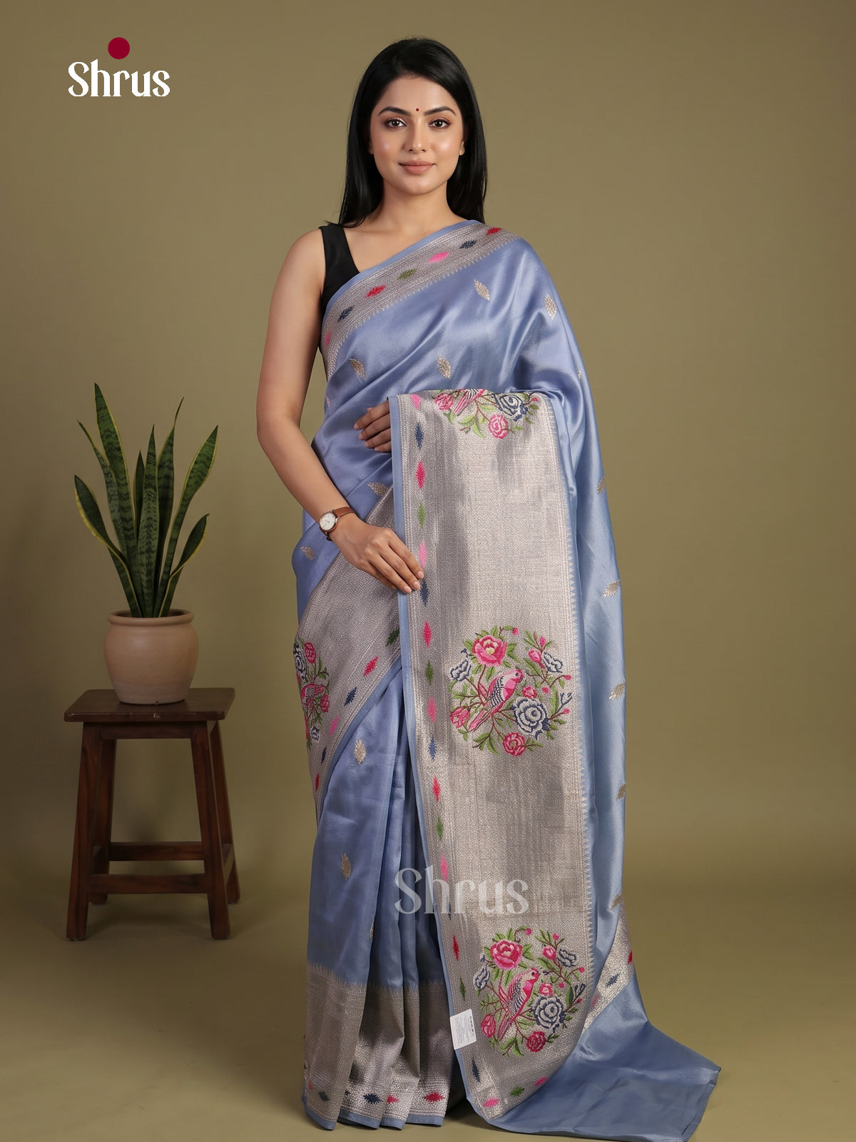 Tissue Embroidery Saree - EI01534