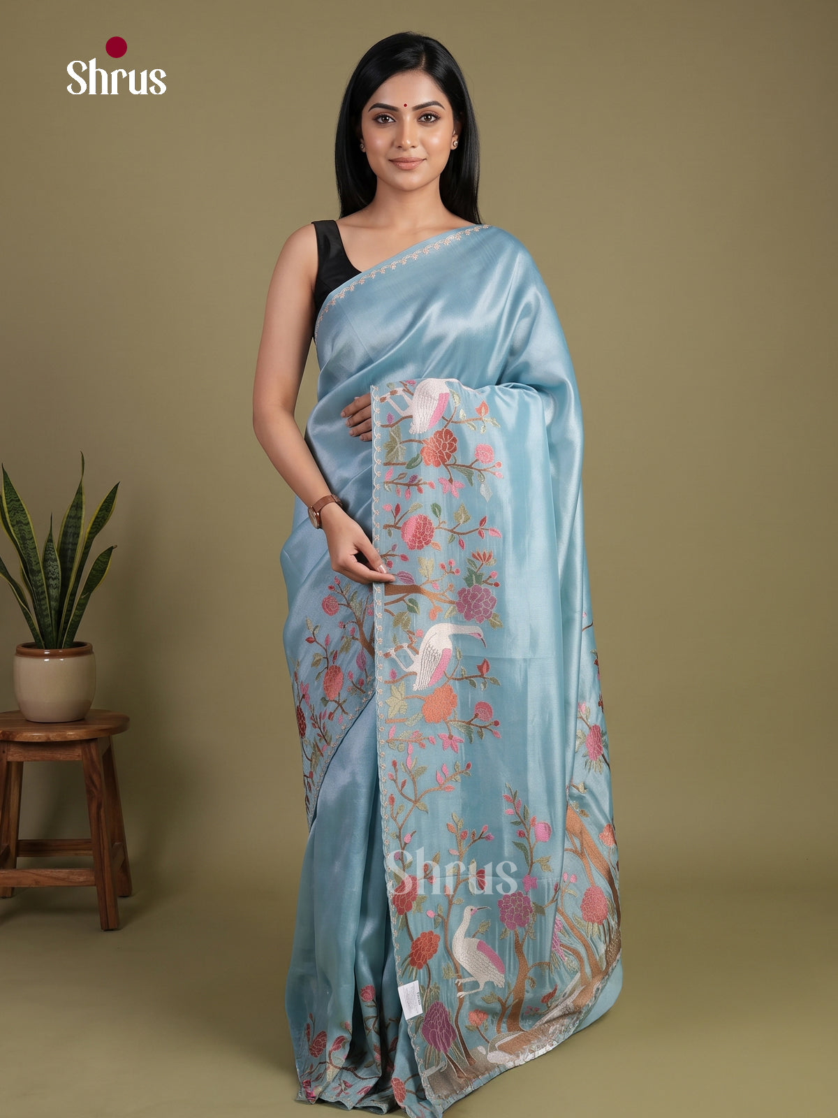 Tissue Embroidery Saree - EI01540
