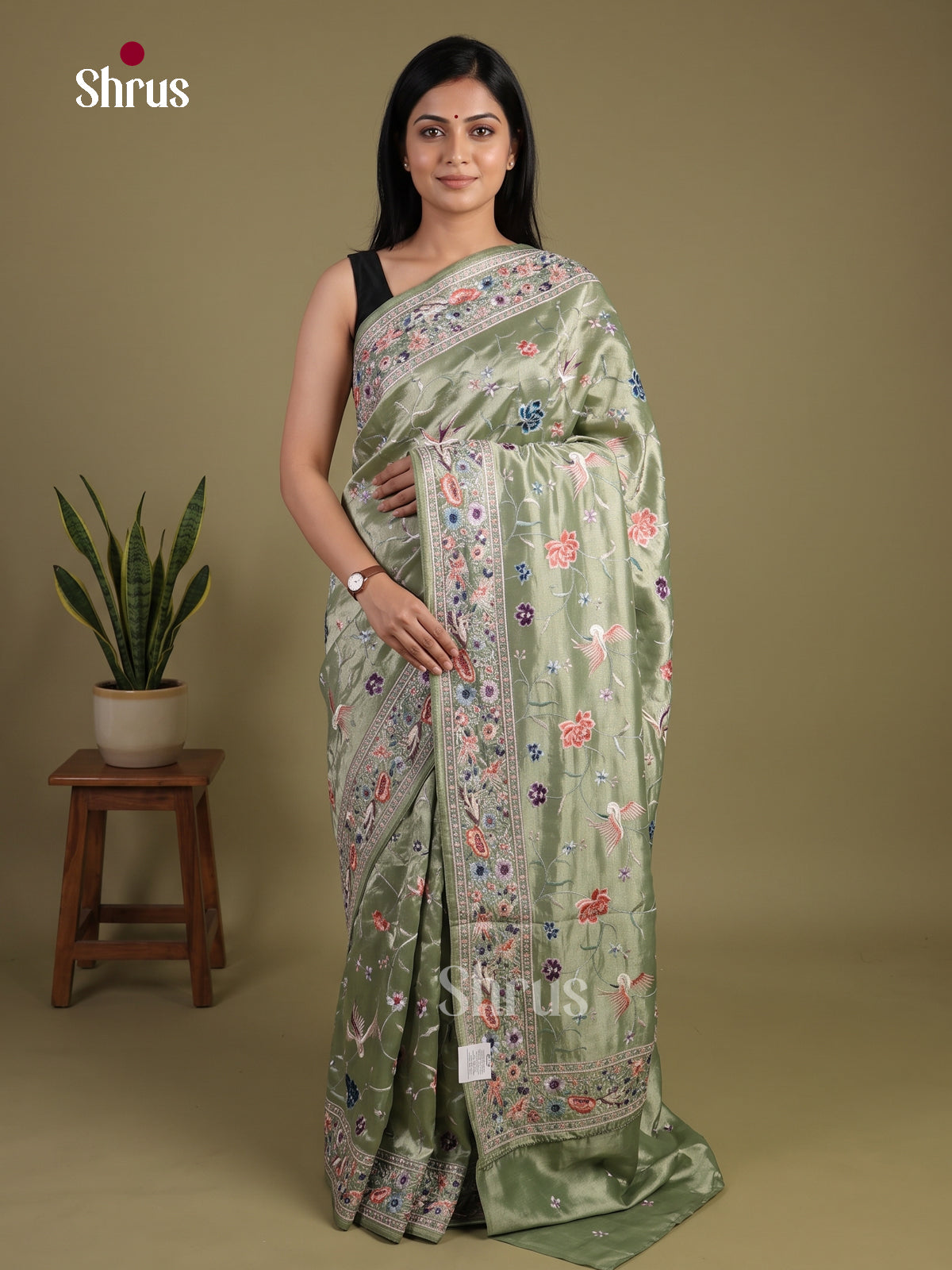 Tissue Embroidery Saree - EI01567