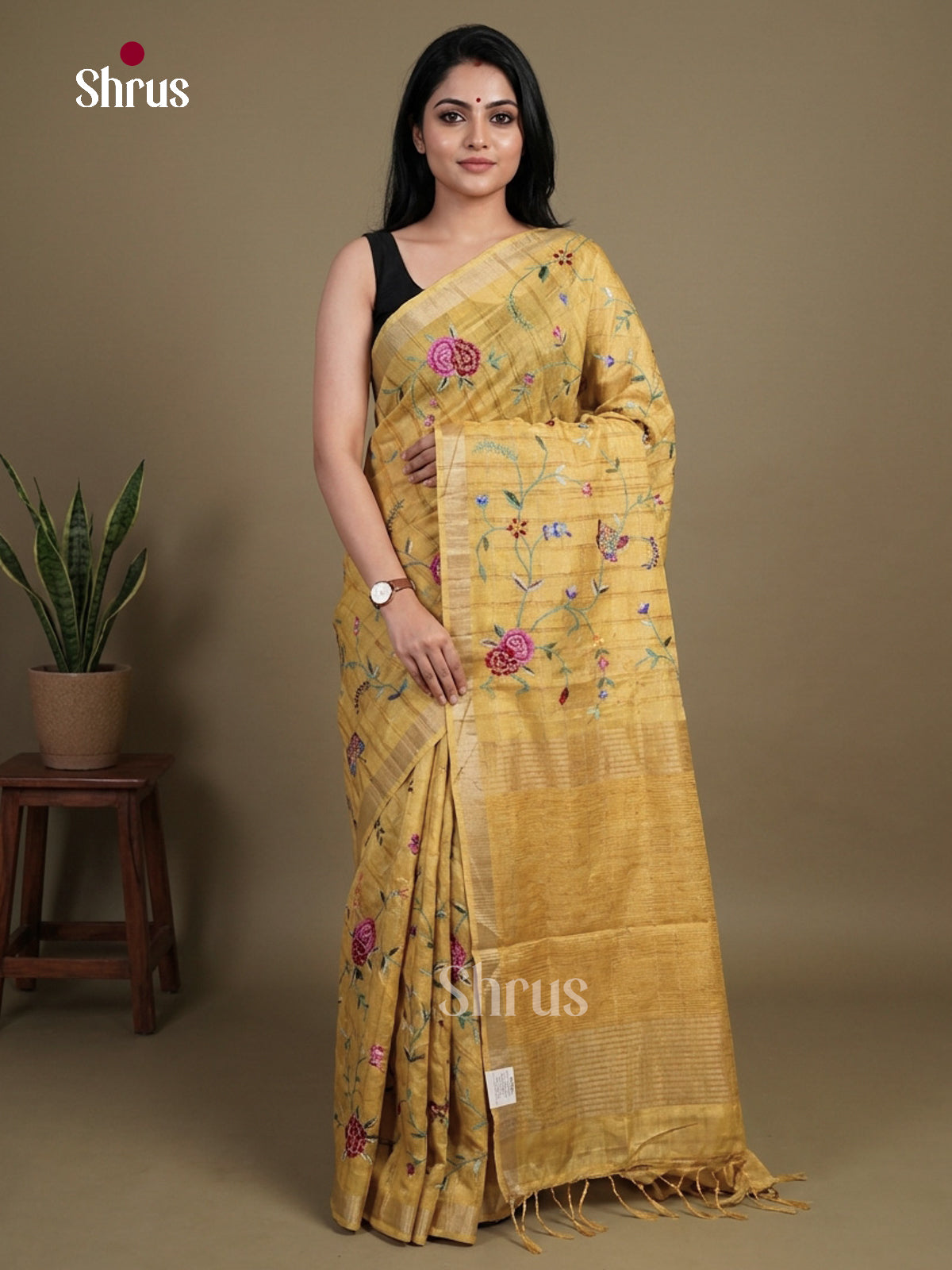 Tussar Embroidery Saree - EI01584
