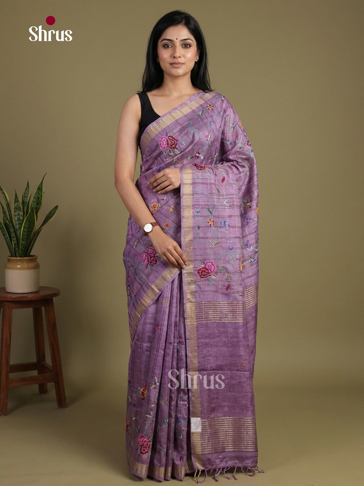 Tussar Embroidery Saree - EI01585