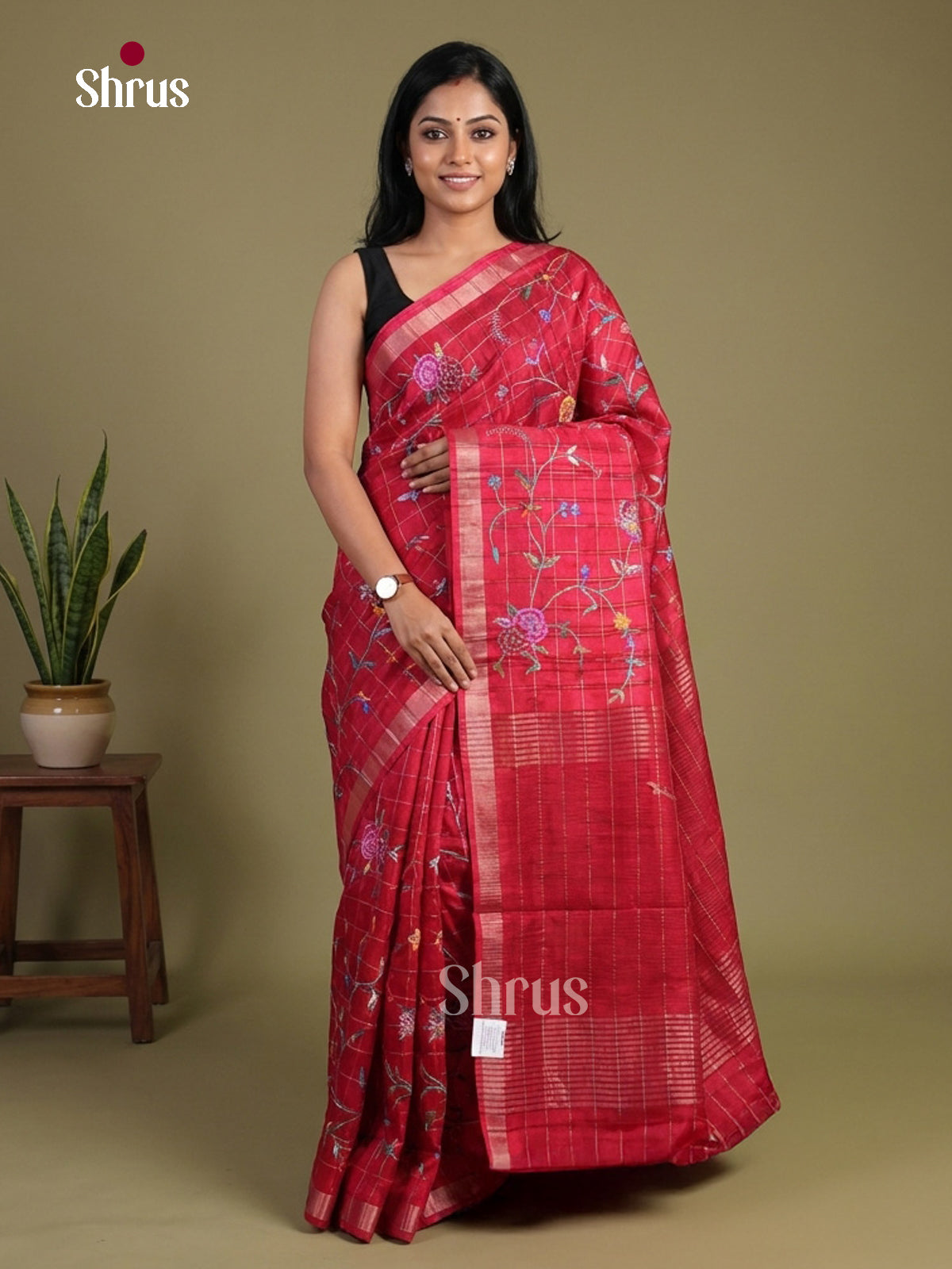 Tussar Embroidery Saree - EI01586