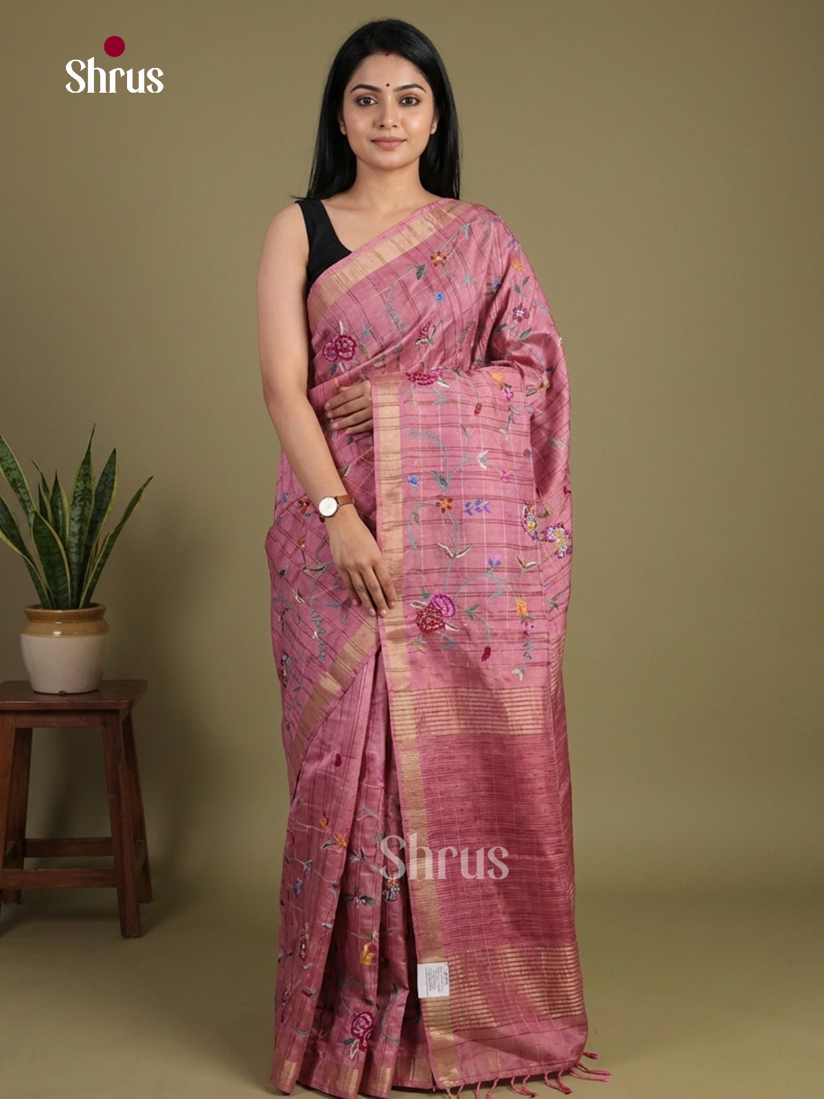 Tussar Embroidery Saree - EI01590