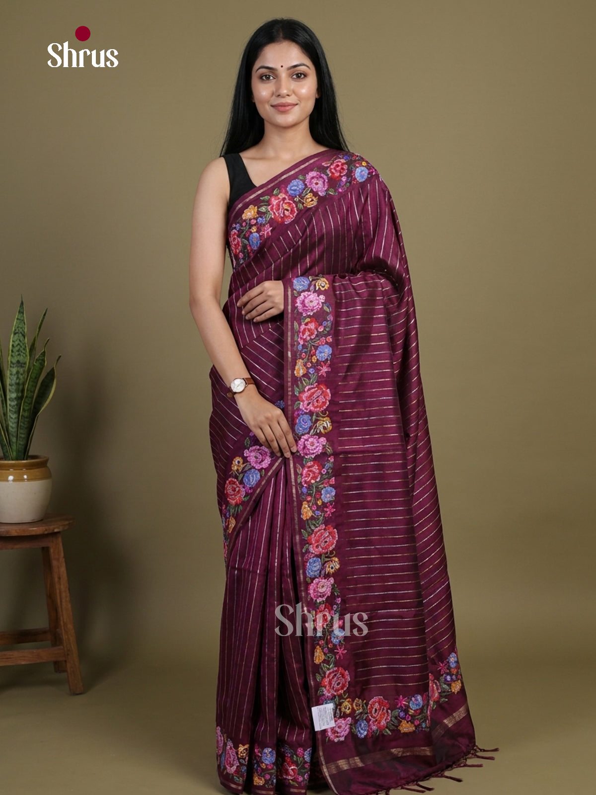 Tussar Embroidery Saree - EI01611