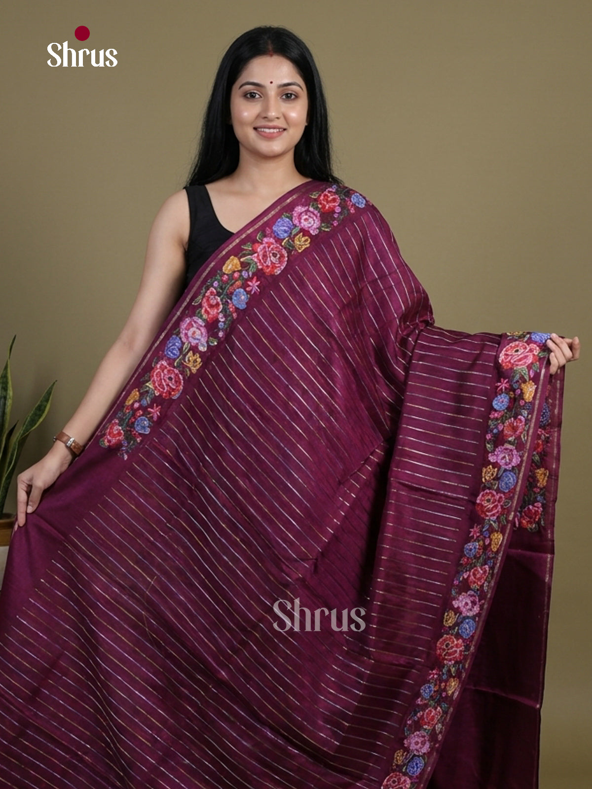 Tussar Embroidery Saree - EI01611