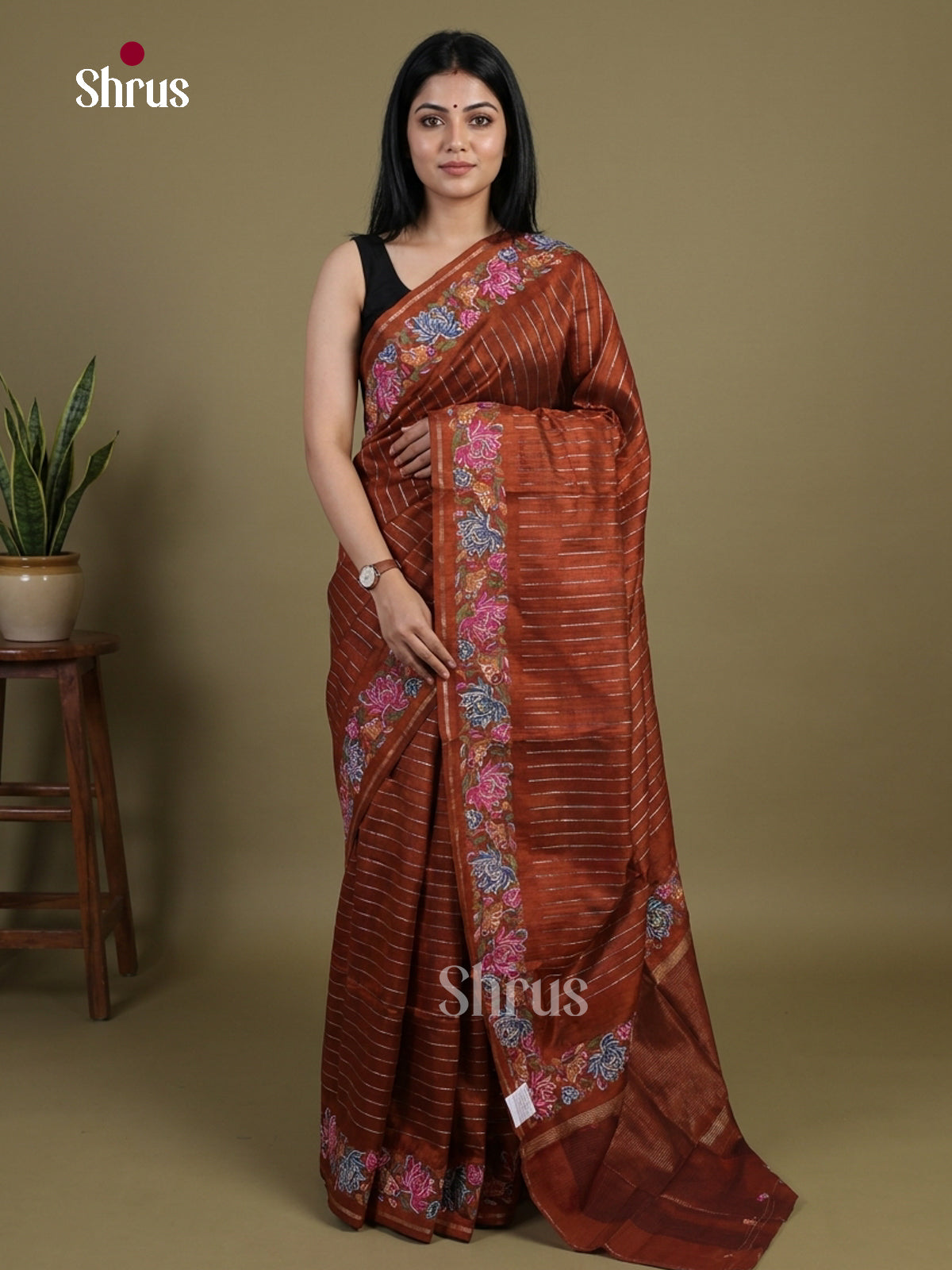Tussar Embroidery Saree - EI01619