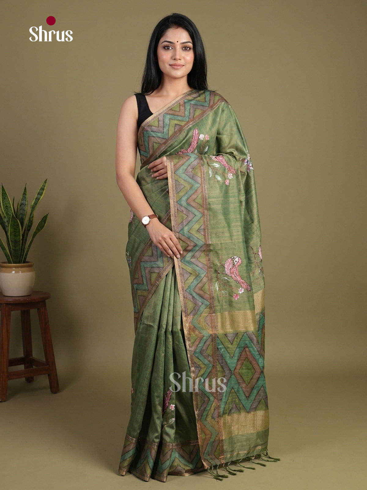 Tussar Embroidery Saree - EI01630
