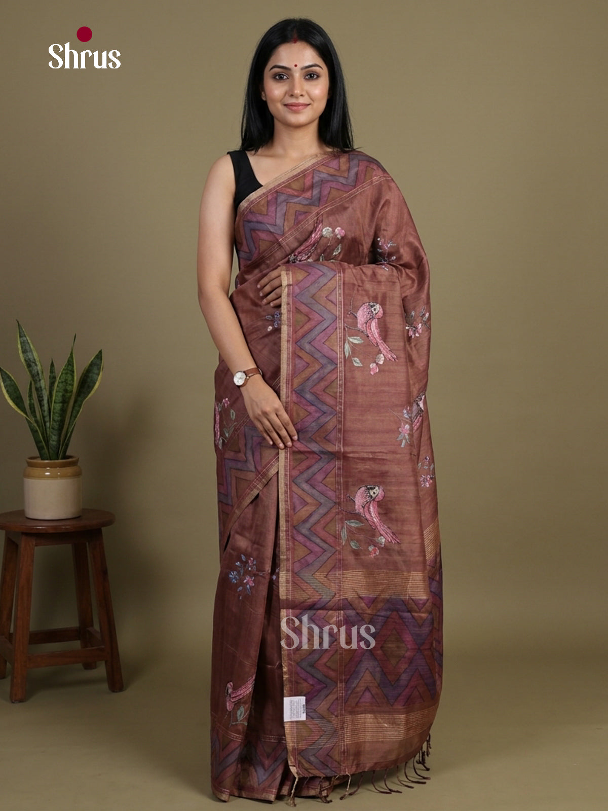 Tussar Embroidery Saree - EI01634
