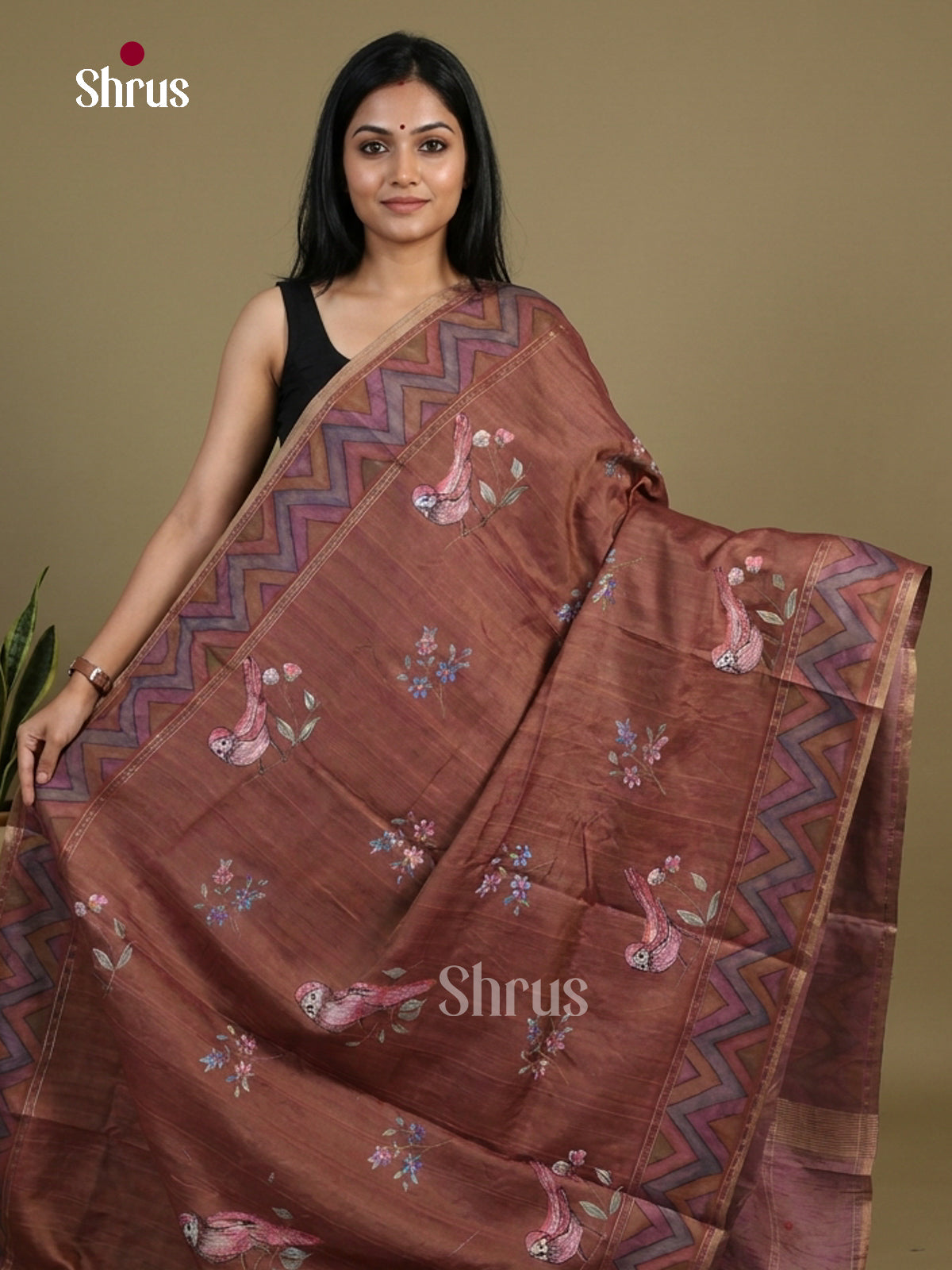 Tussar Embroidery Saree - EI01634