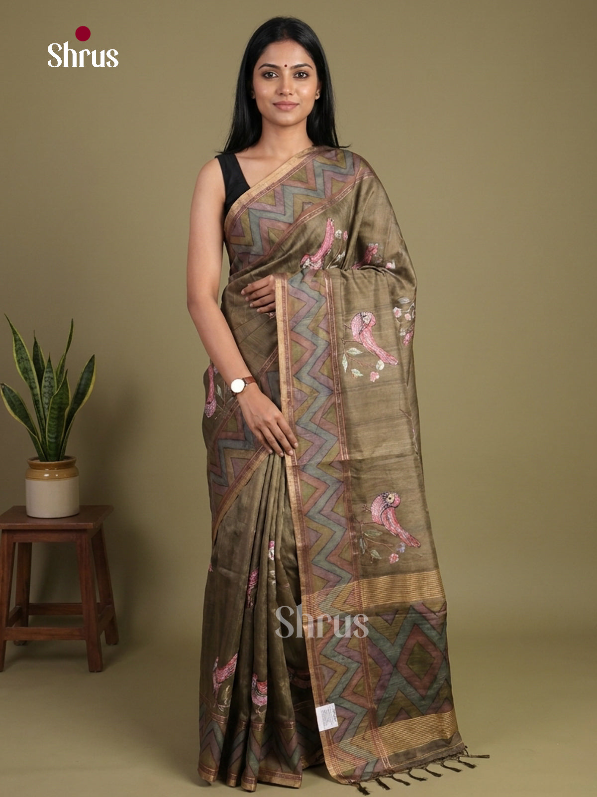 Tussar Embroidery Saree - EI01636