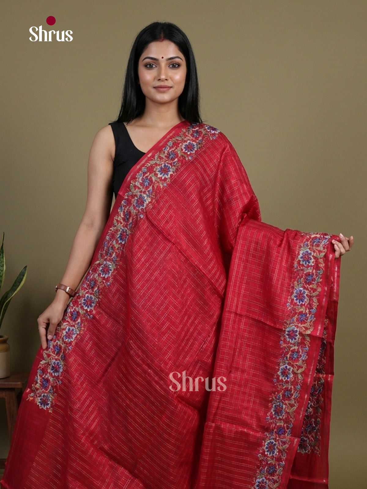 Tussar Embroidery Saree - EI01642