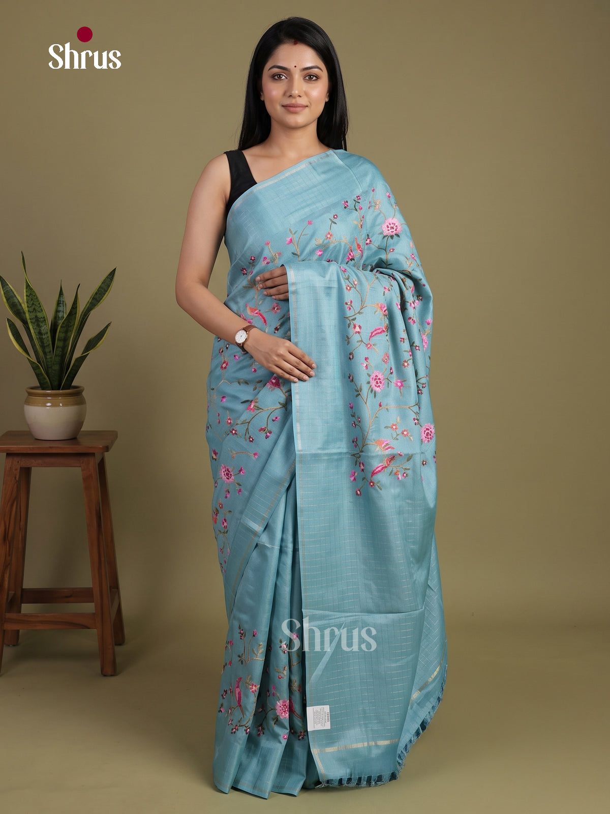 Tussar Embroidery Saree - EI01659