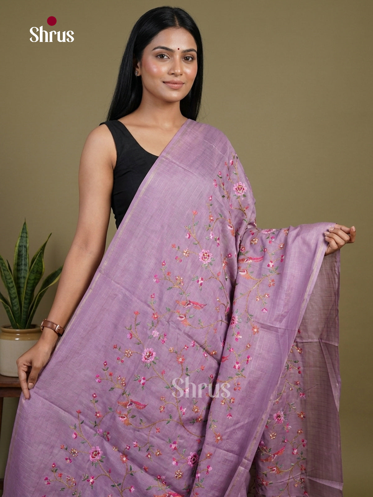 Tussar Embroidery Saree - EI01660