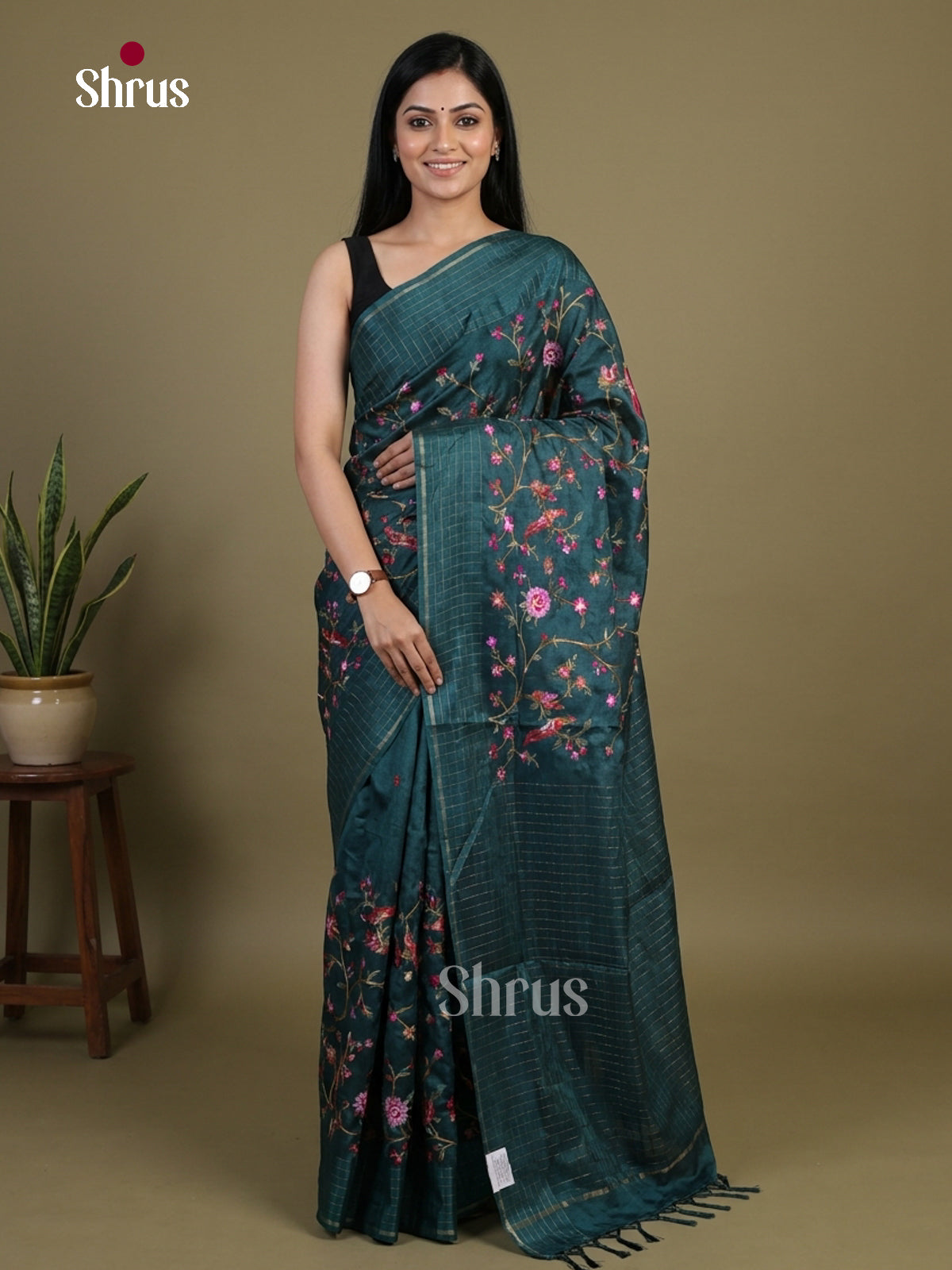 Tussar Embroidery Saree - EI01664