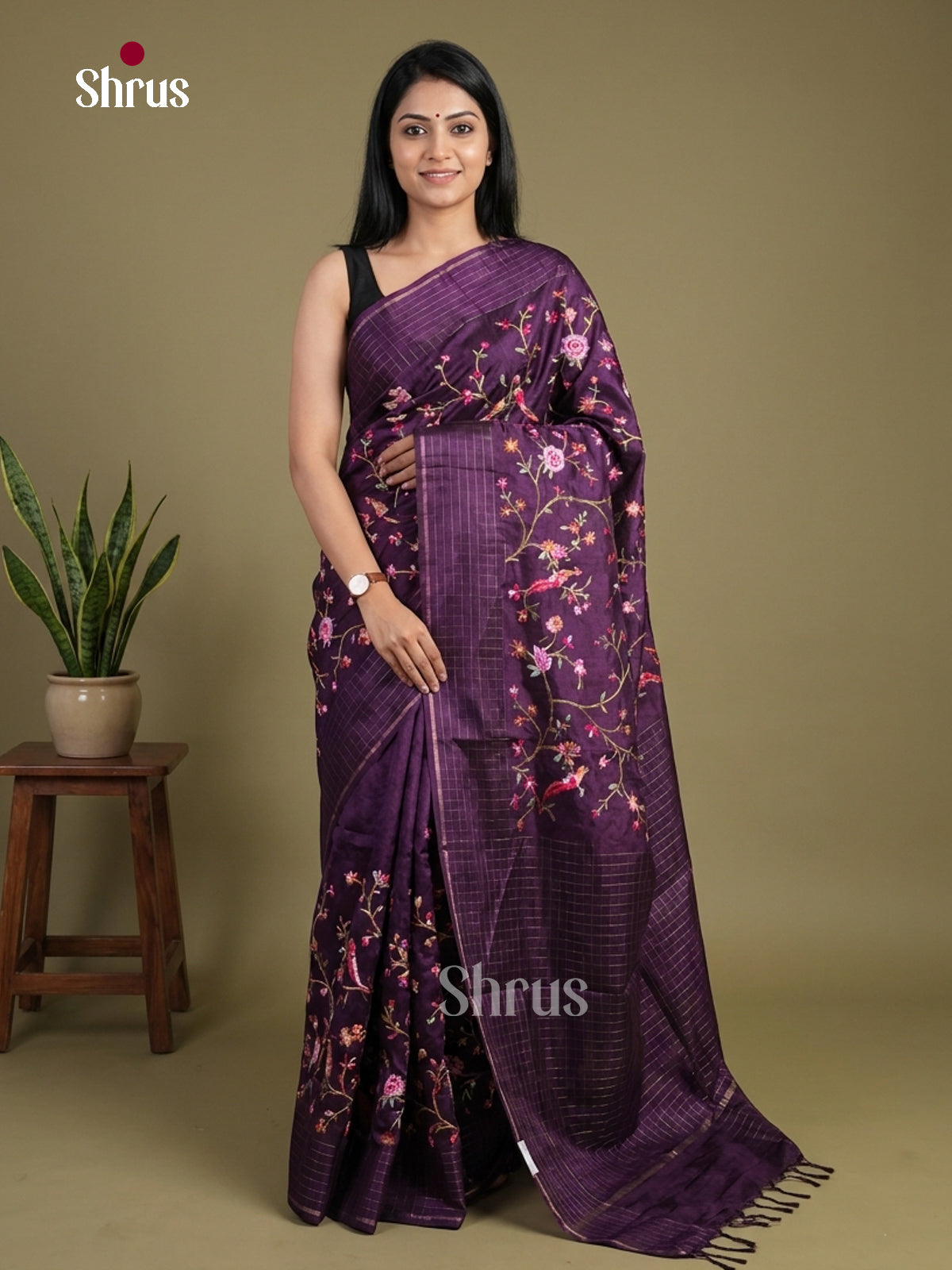 Tussar Embroidery Saree - EI01665