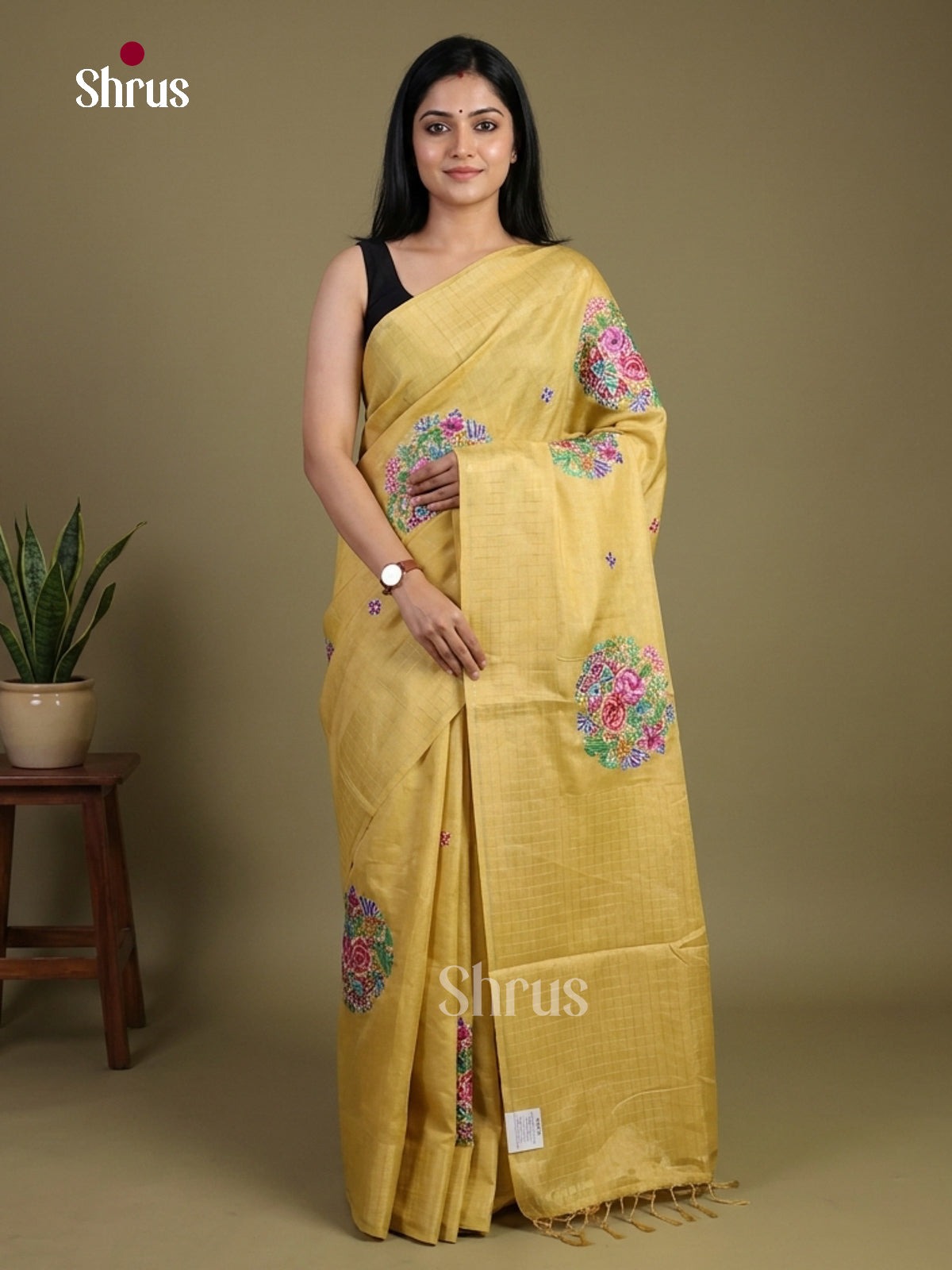 Tussar Embroidery Saree - EI01671
