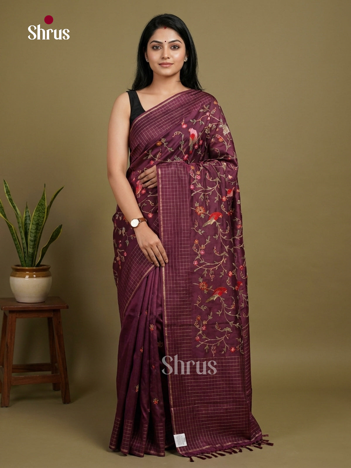 Tussar Embroidery Saree - EI01682