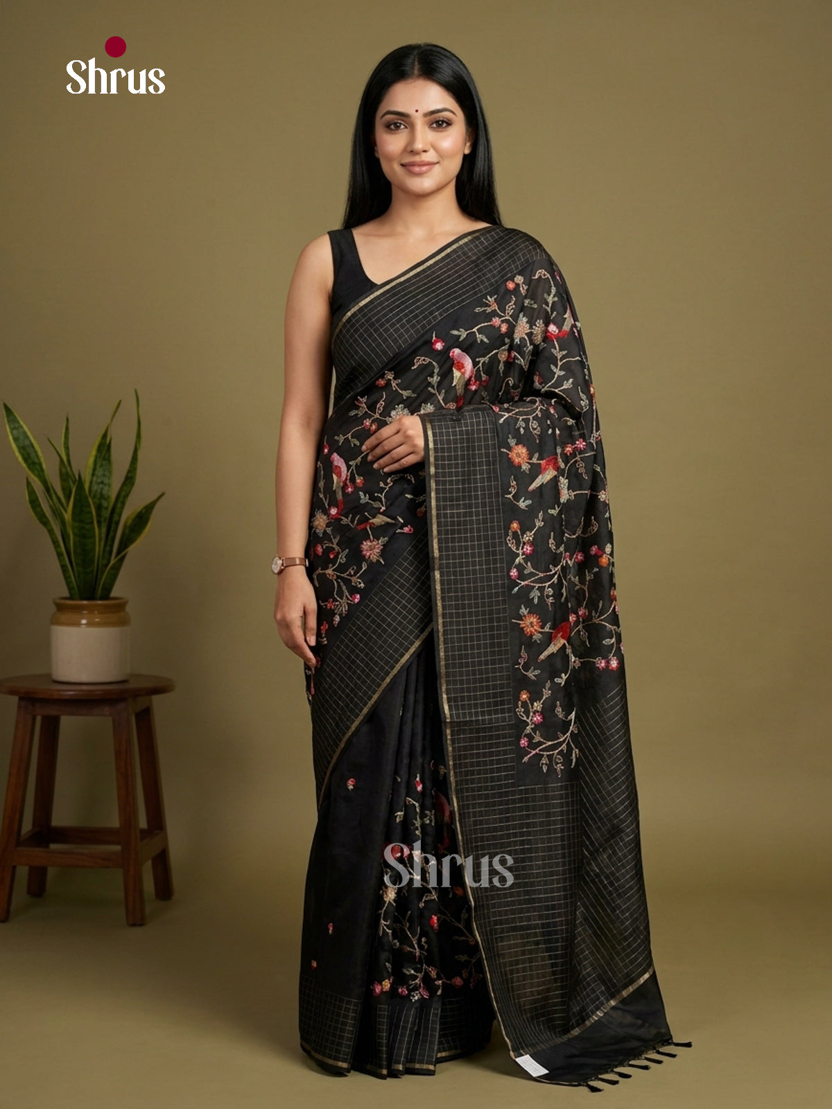 Tussar Embroidery Saree - EI01685