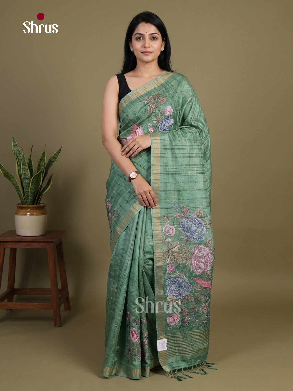 Tussar Embroidery Saree - EI01700