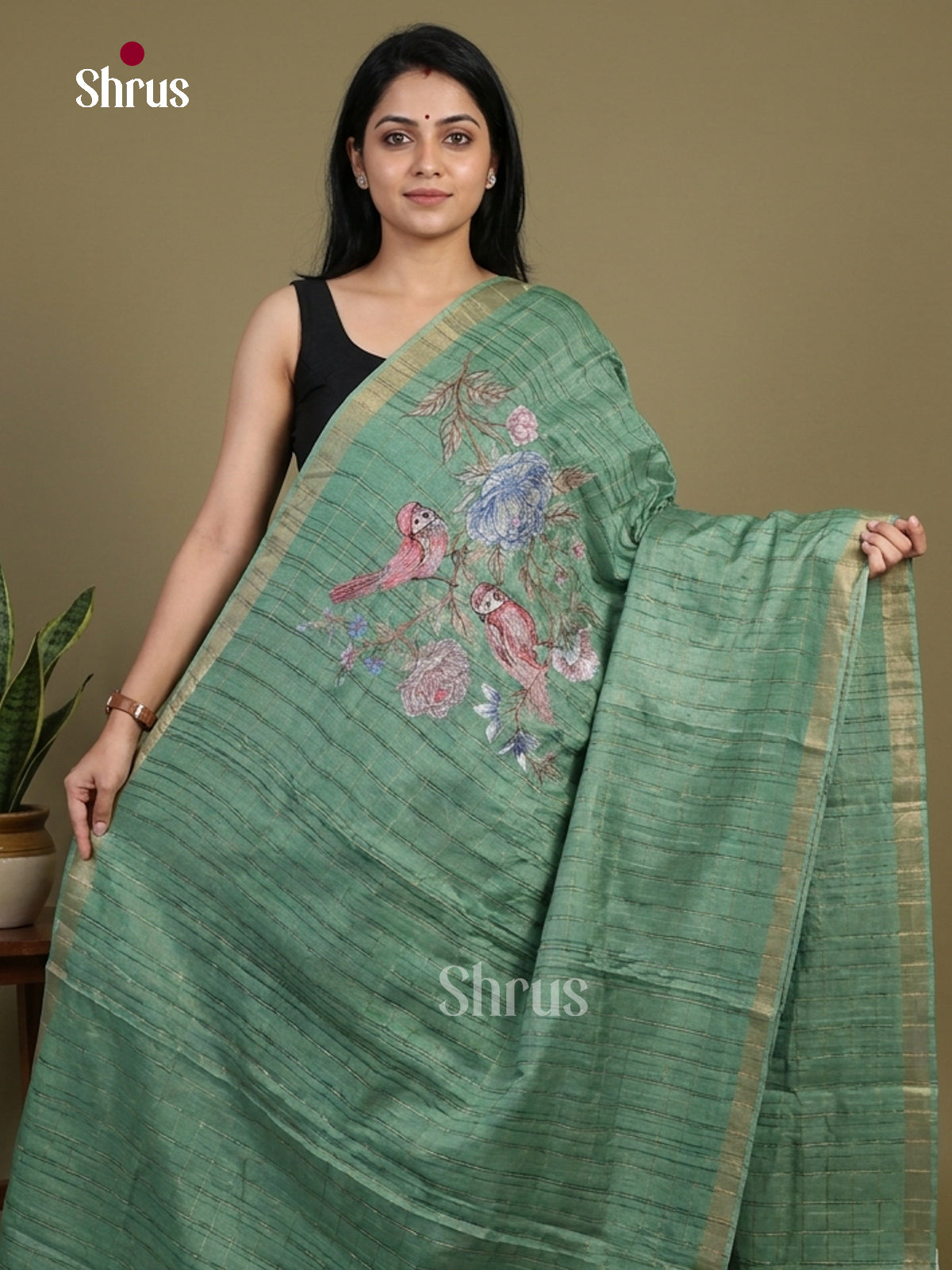 Tussar Embroidery Saree - EI01700