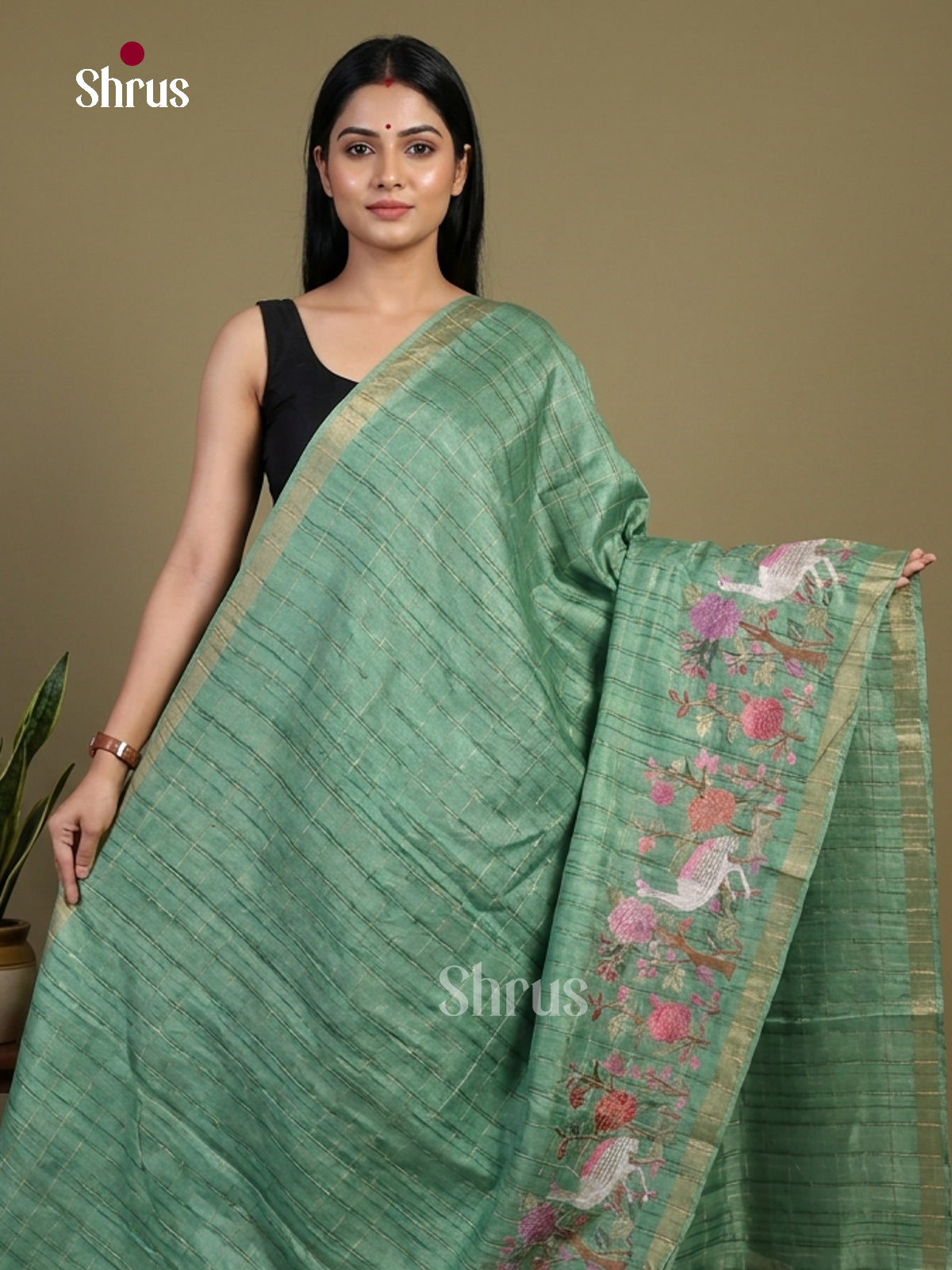 Tussar Embroidery Saree - EI01702