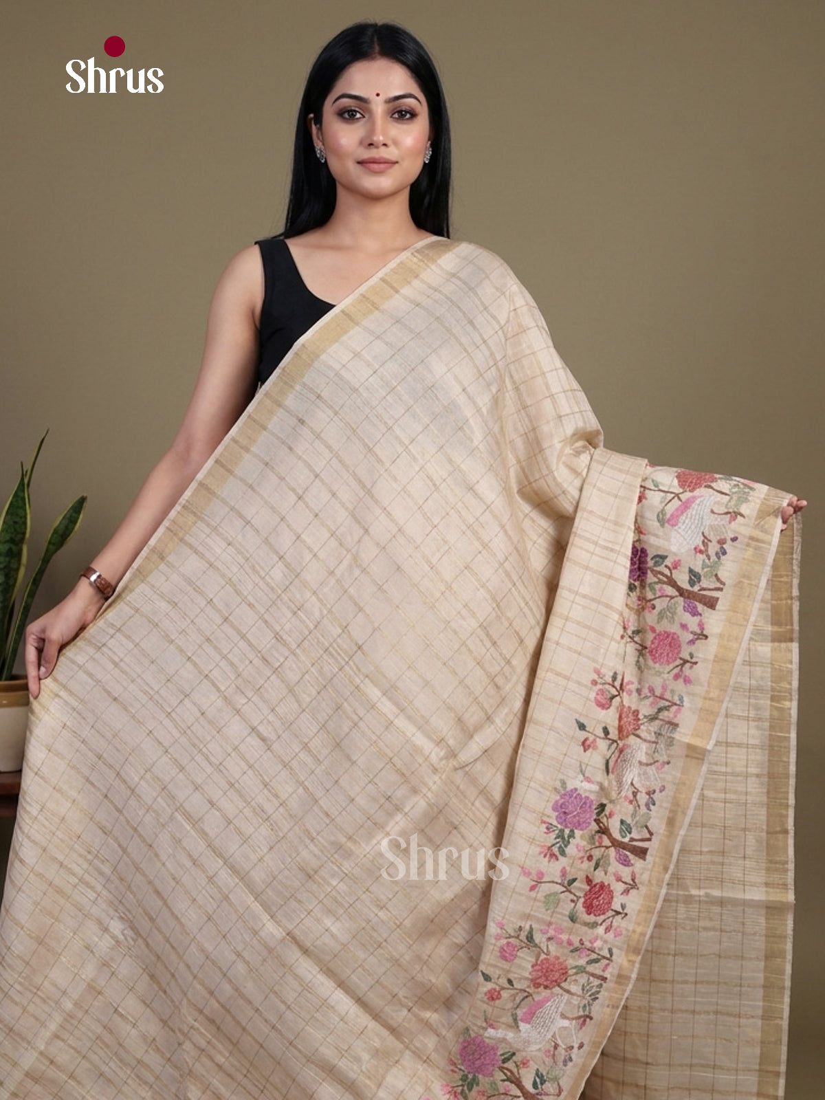 Tussar Embroidery Saree - EI01704