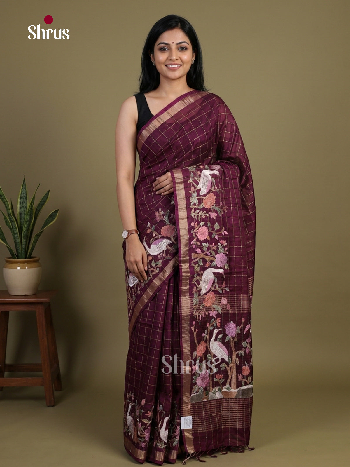 Tussar Embroidery Saree - EI01705