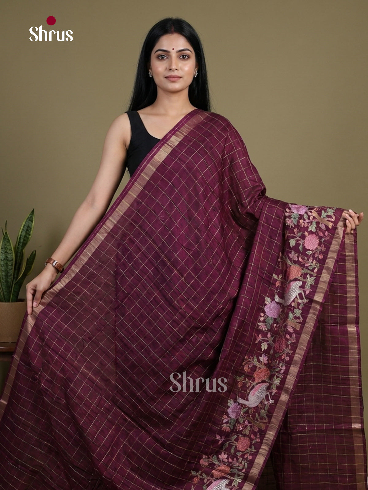 Tussar Embroidery Saree - EI01705