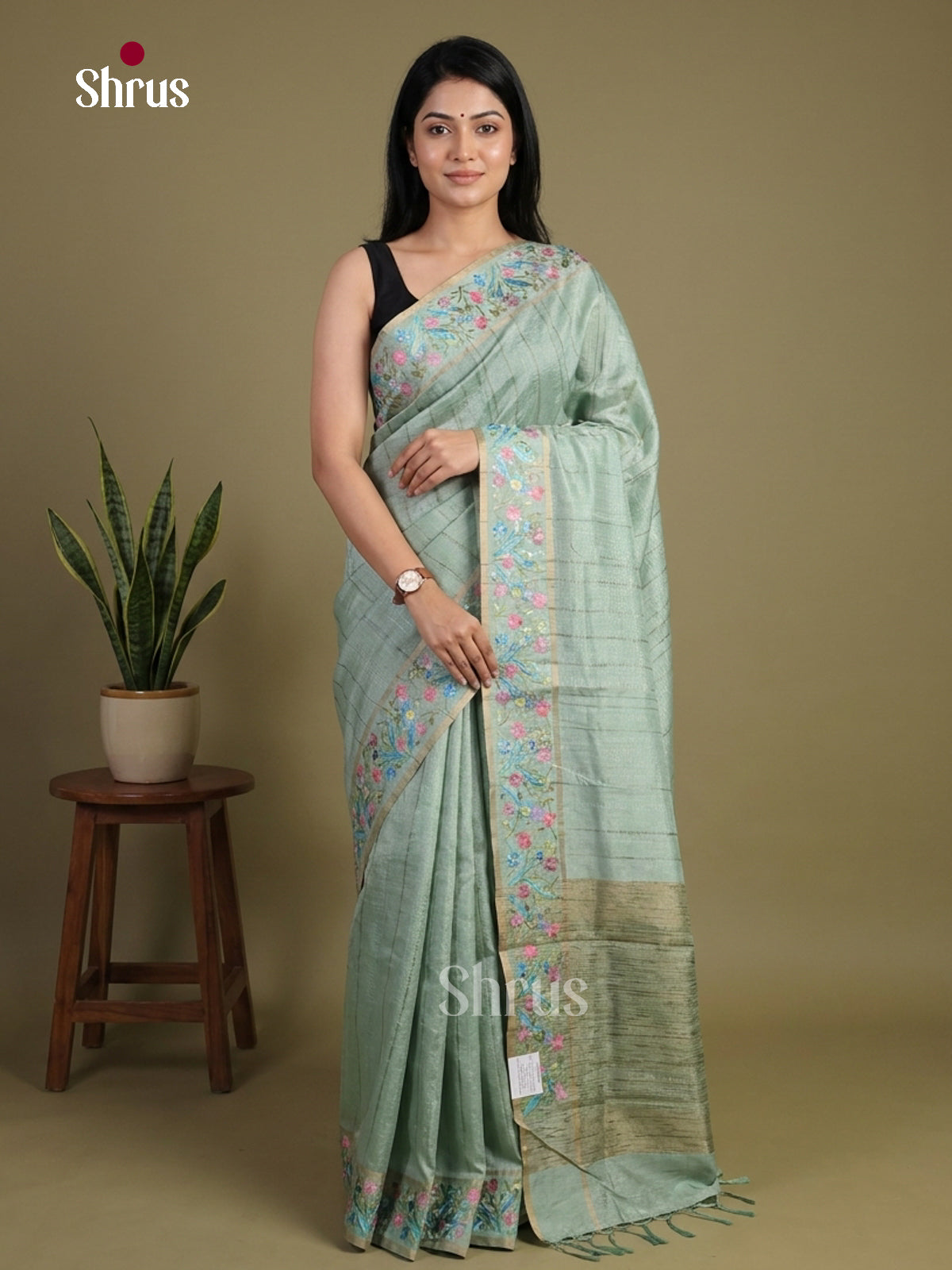 Tussar Embroidery Saree - EI01714
