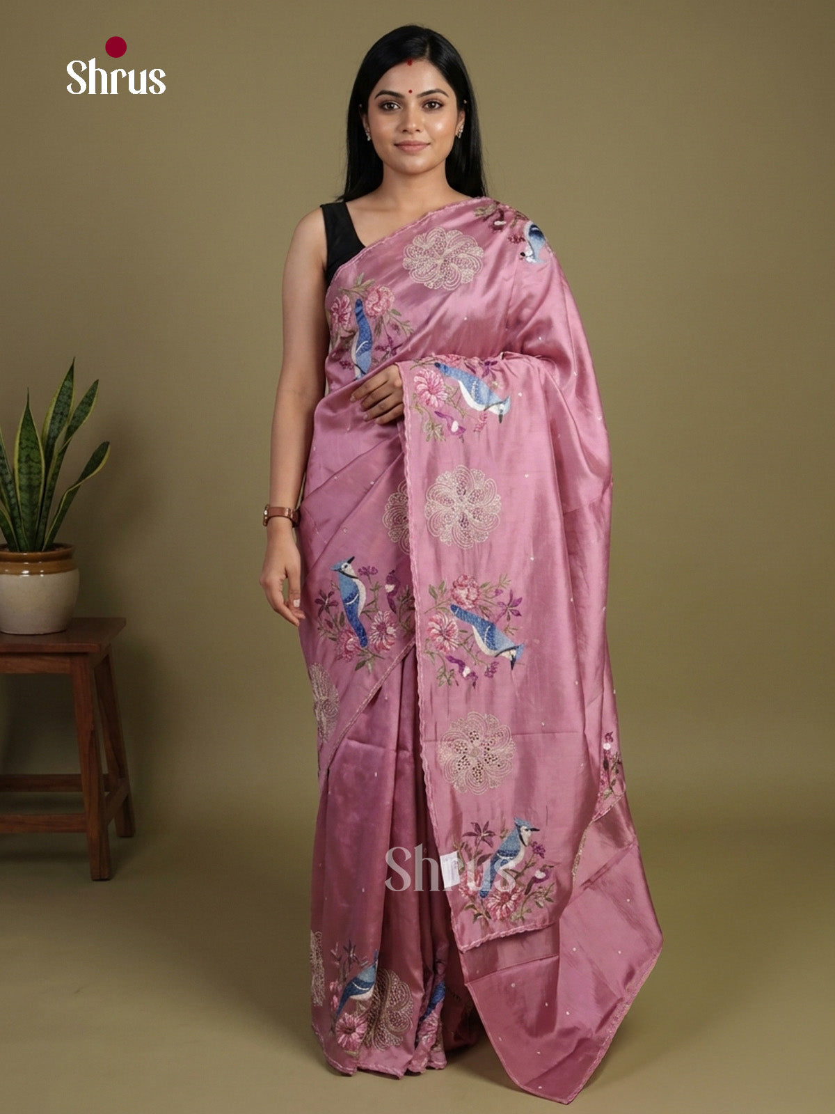 Tussar Embroidery Saree - EI02075