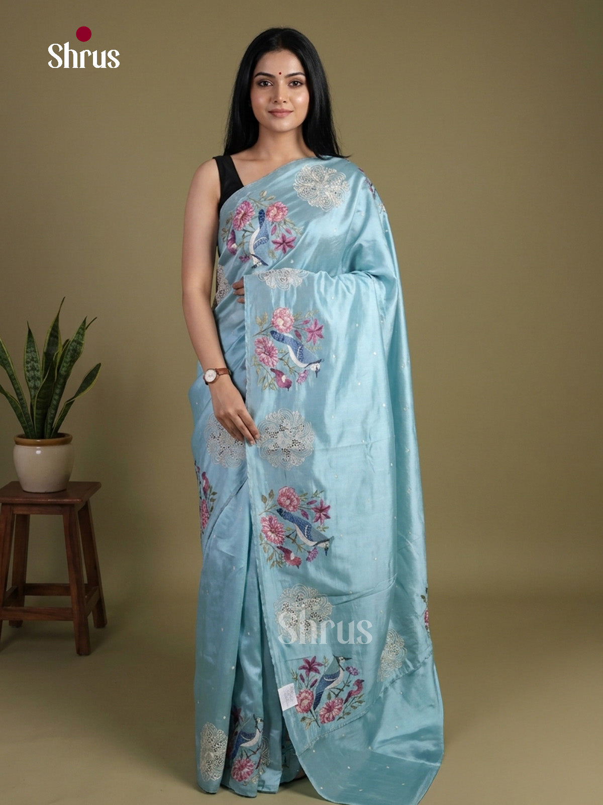 Tussar Embroidery Saree - EI02076
