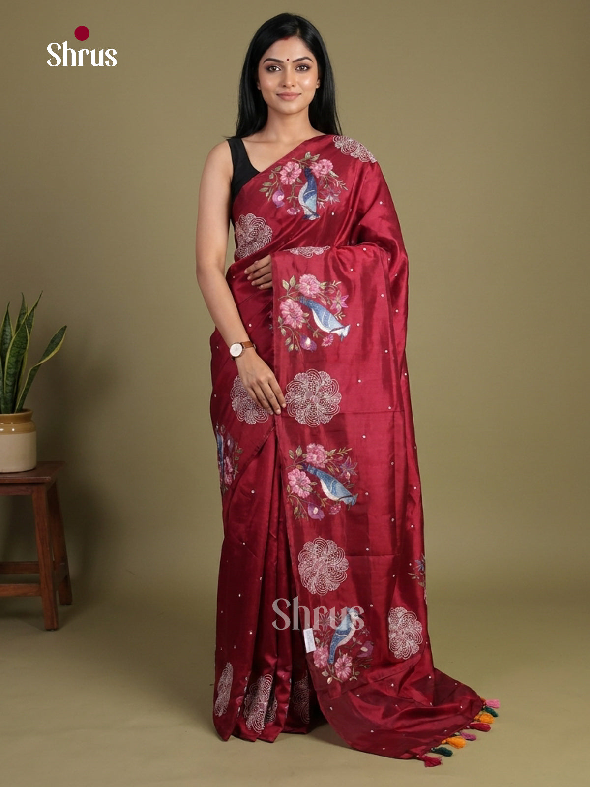 Tussar Embroidery Saree - EI02080