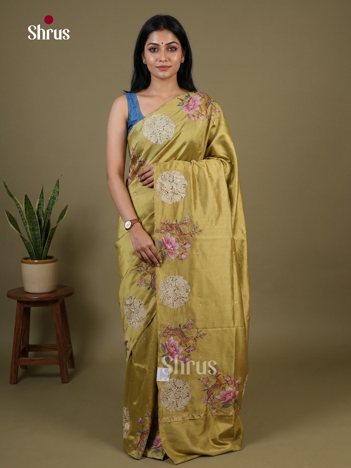 Tussar Embroidery Saree - EI02090