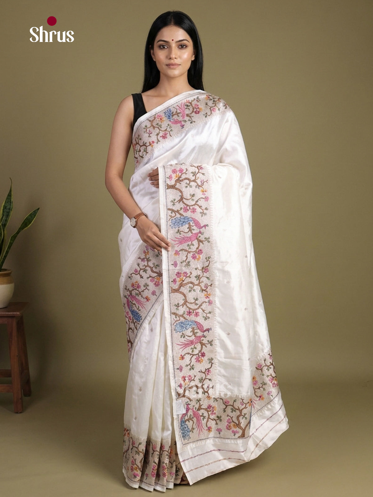 Tussar Embroidery Saree - EI02117