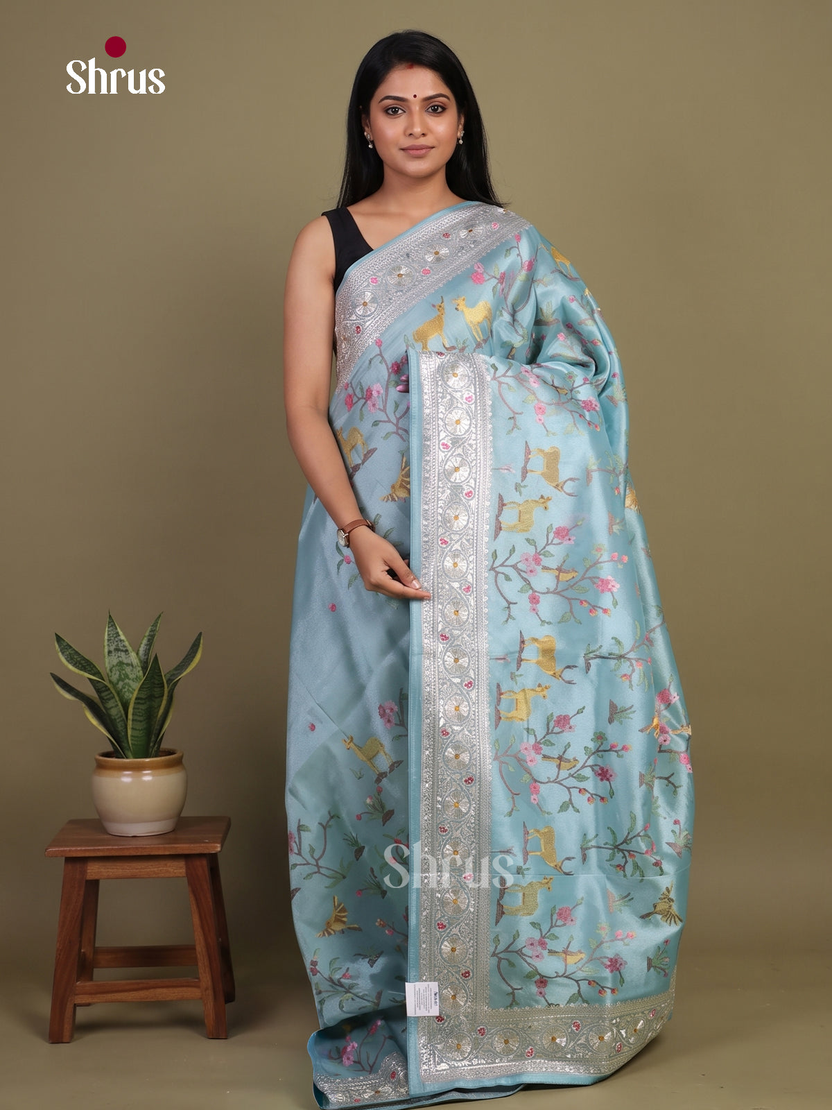 Tissue Embroidery Saree - EI02221