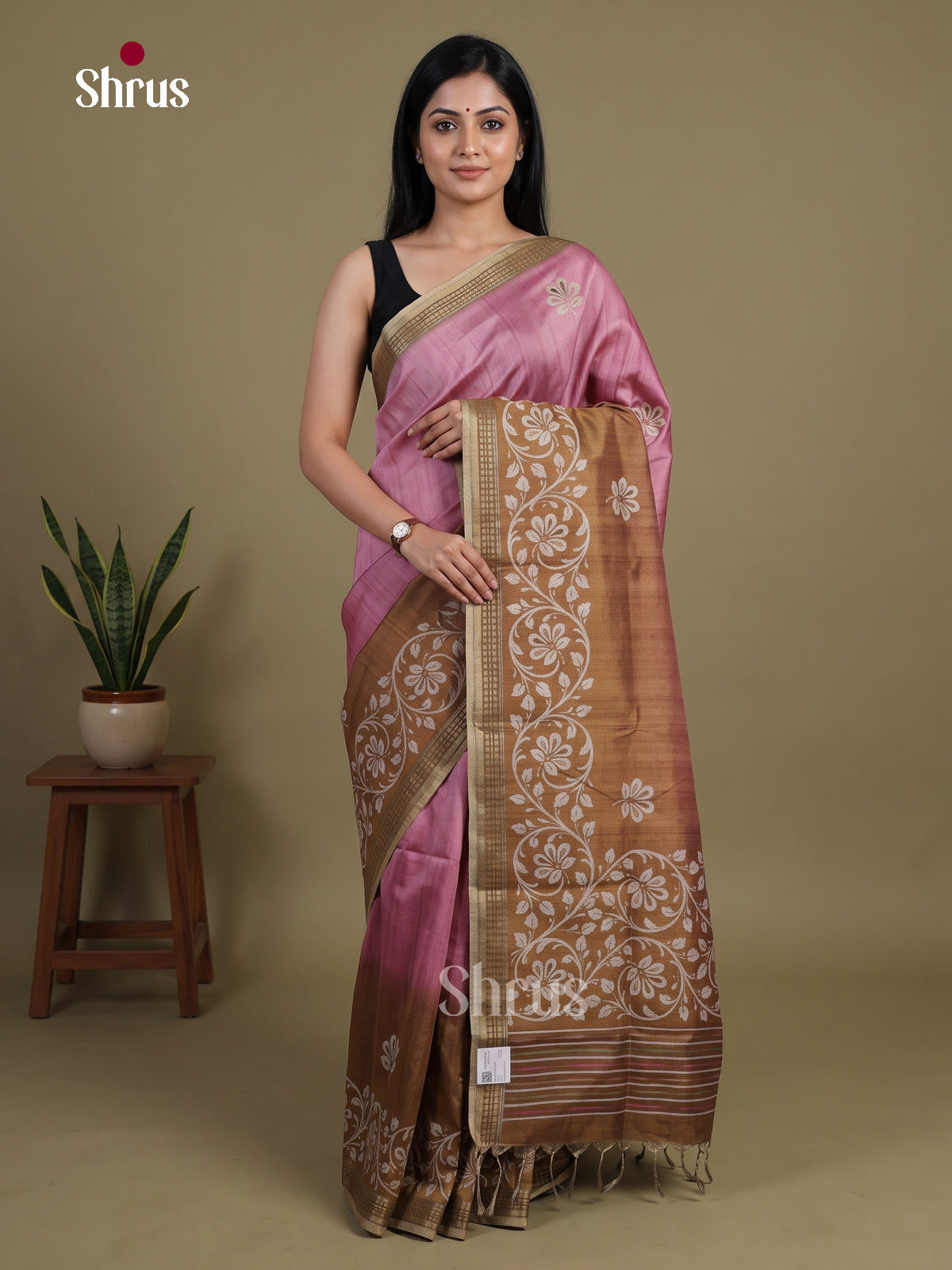 Printed Semi Tussar Saree - EI07197 - Shop on Shrus.com