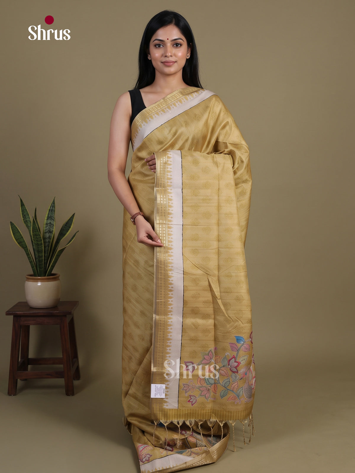 Printed Semi Tussar Saree - EI07202 - Shop on Shrus.com