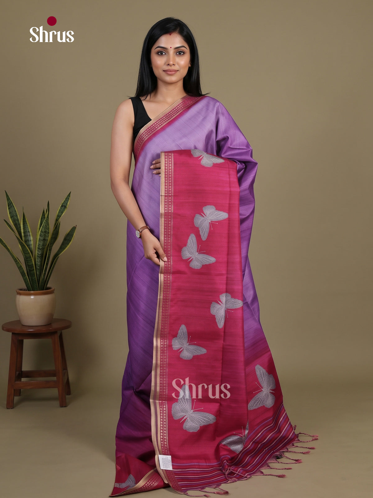 Printed Semi Tussar Saree - EI07208 - Shop on Shrus.com