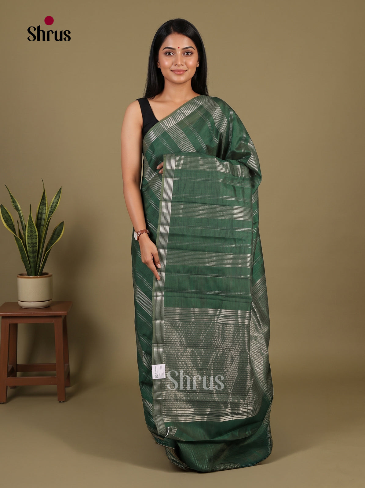 Green - Semi Rawsilk Saree