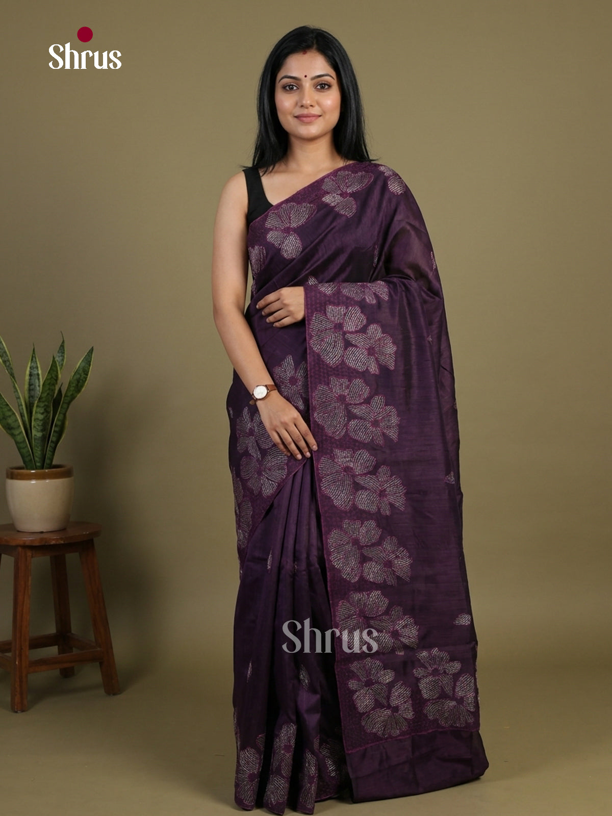 Semi Rawsilk Embroidery Saree - EI10173