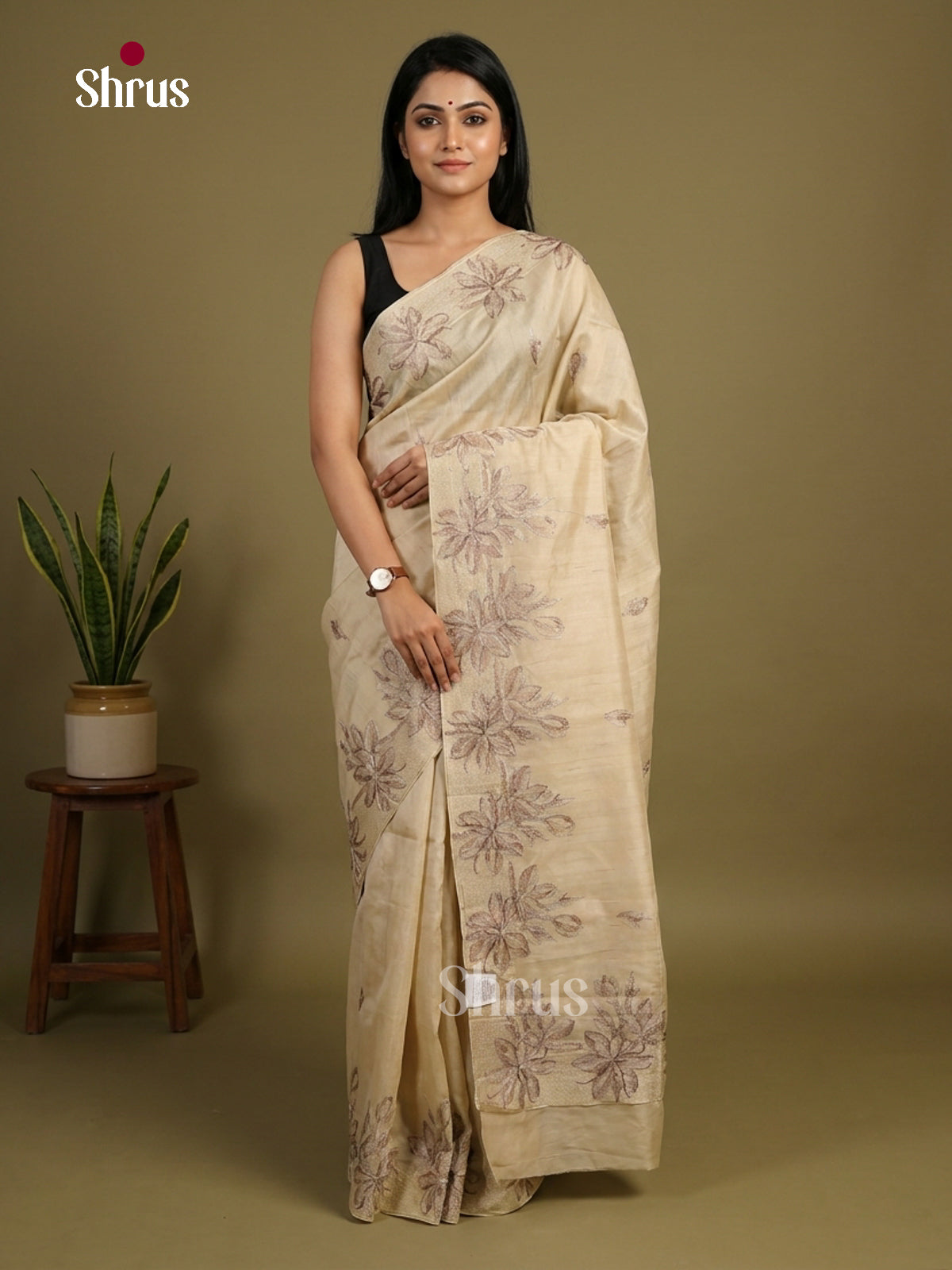 Semi Rawsilk Embroidery Saree - EI10178