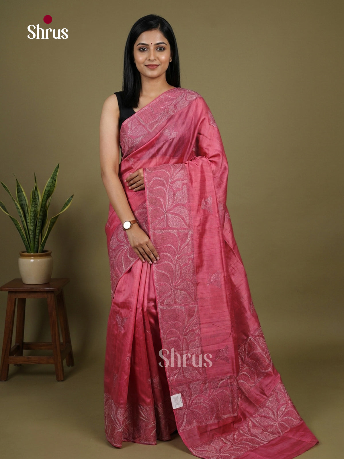 Semi Rawsilk Embroidery Saree - EI10188
