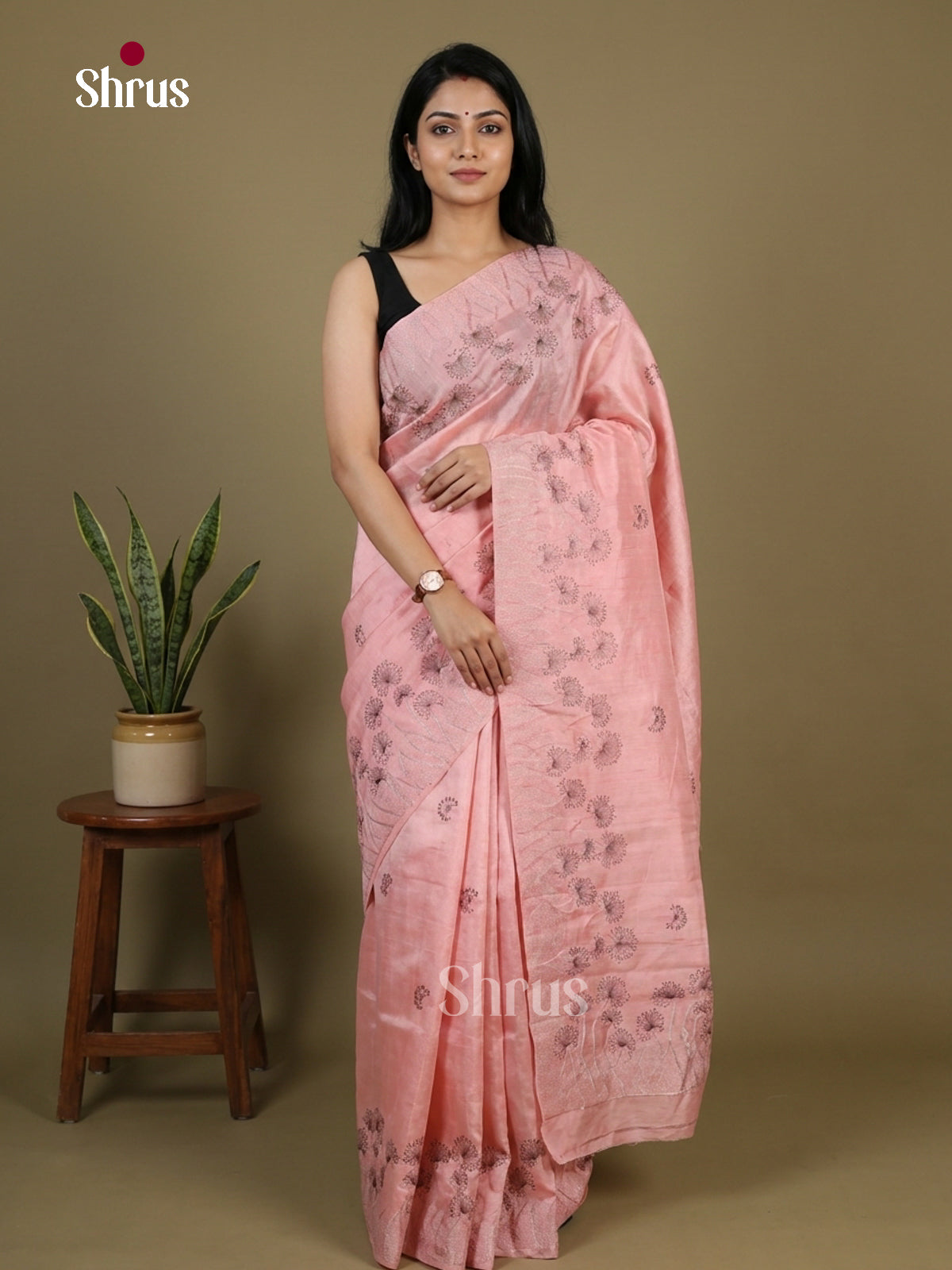 Semi Rawsilk Embroidery Saree - EI10204