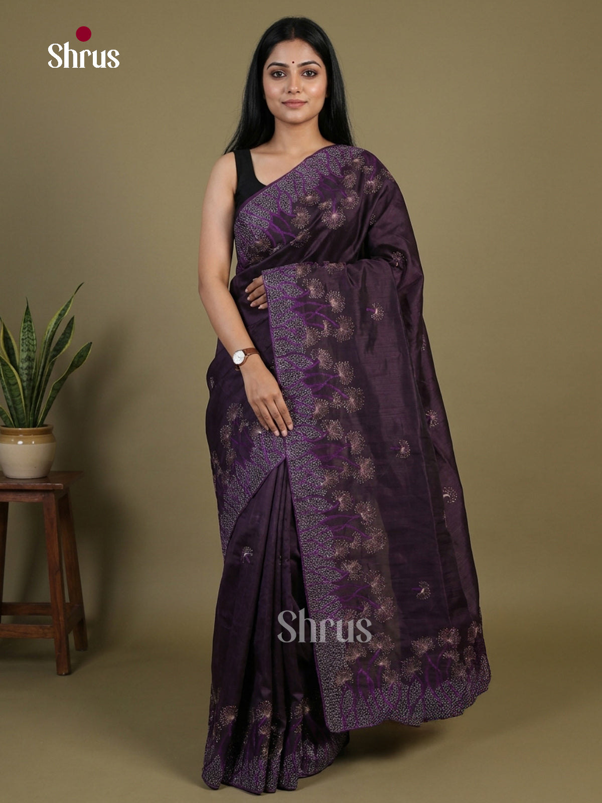 Semi Rawsilk Embroidery Saree - EI10215
