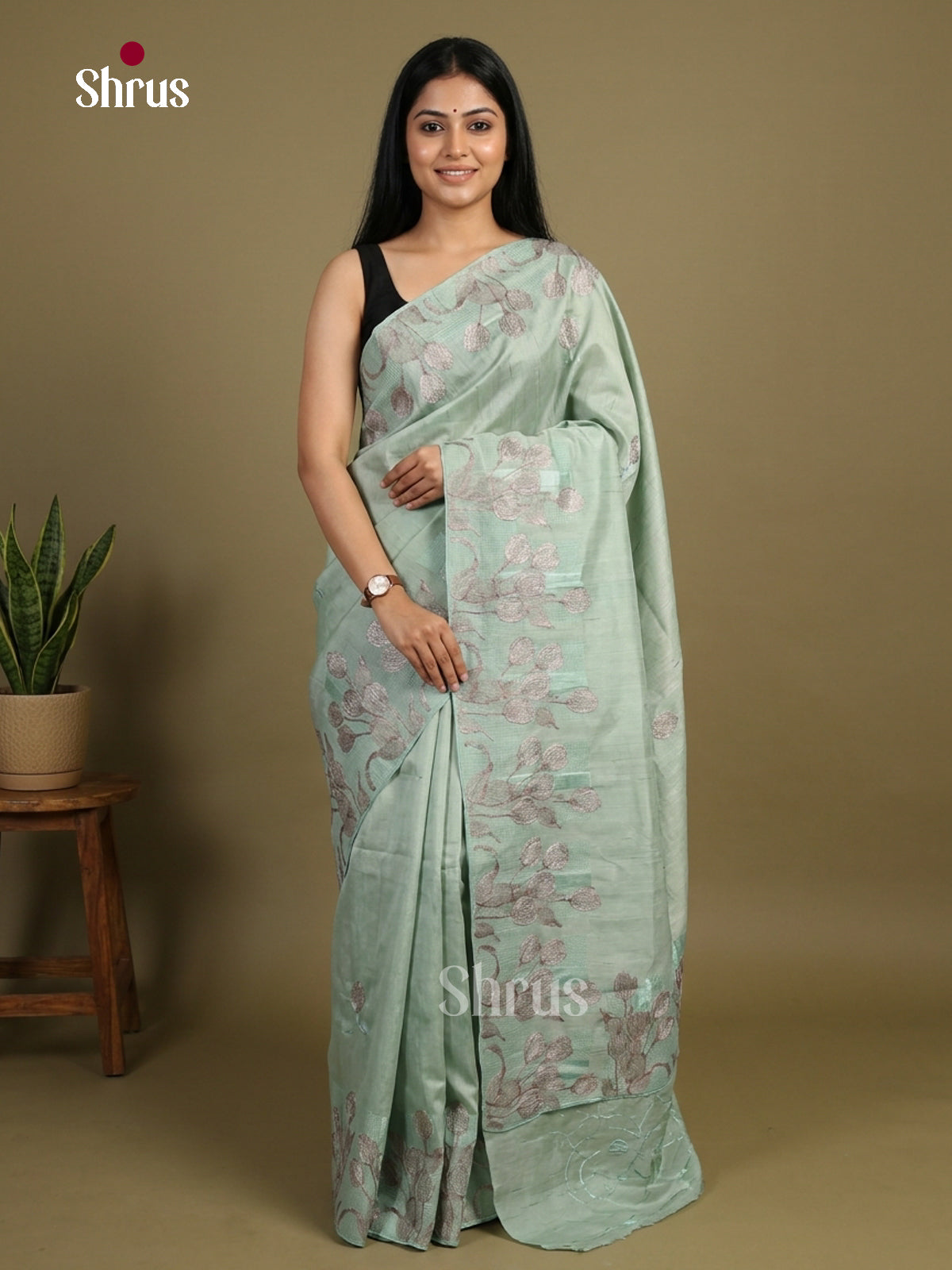 Semi Rawsilk Embroidery Saree - EI10229