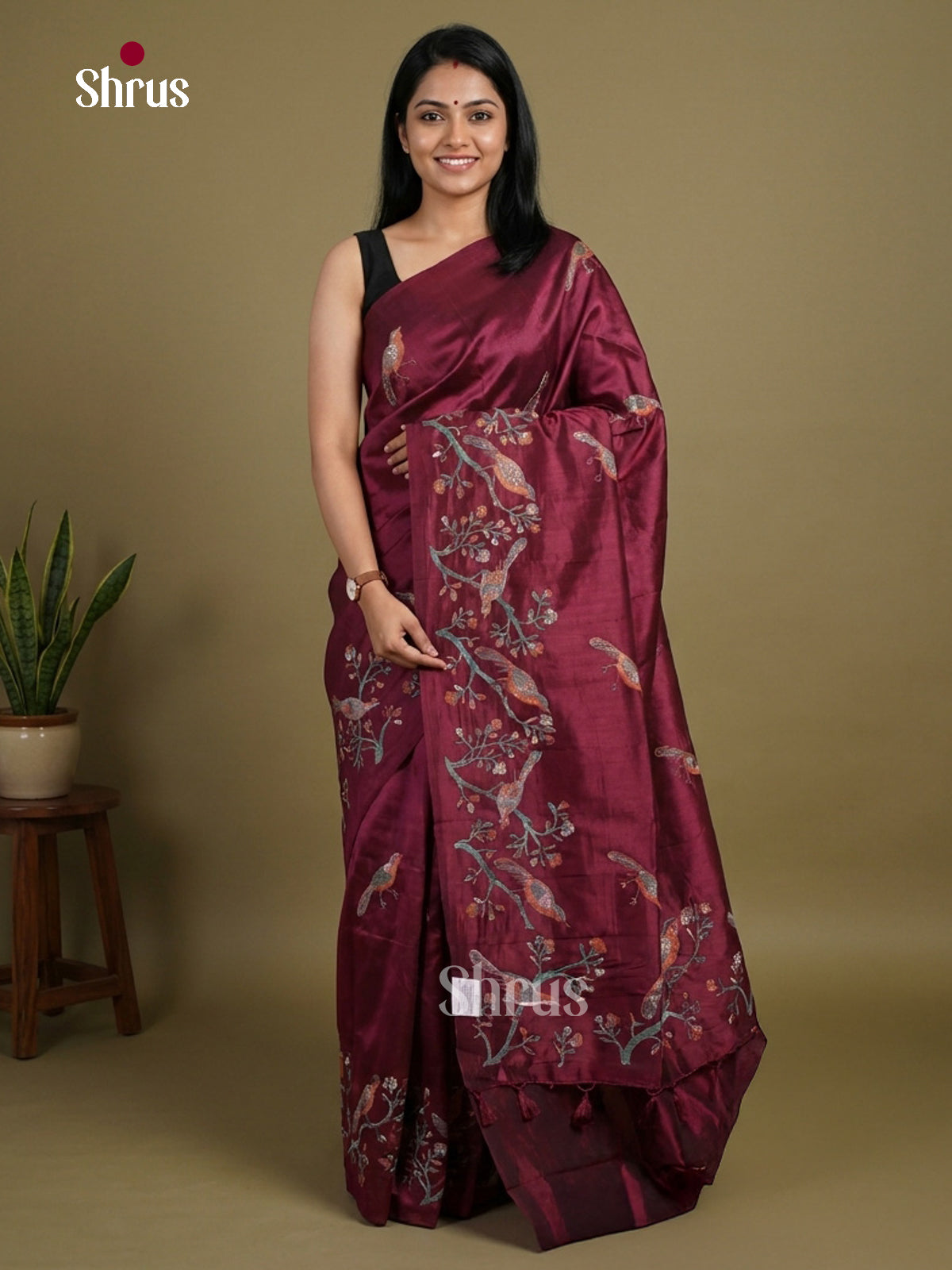 Semi Rawsilk Embroidery Saree - EI10547