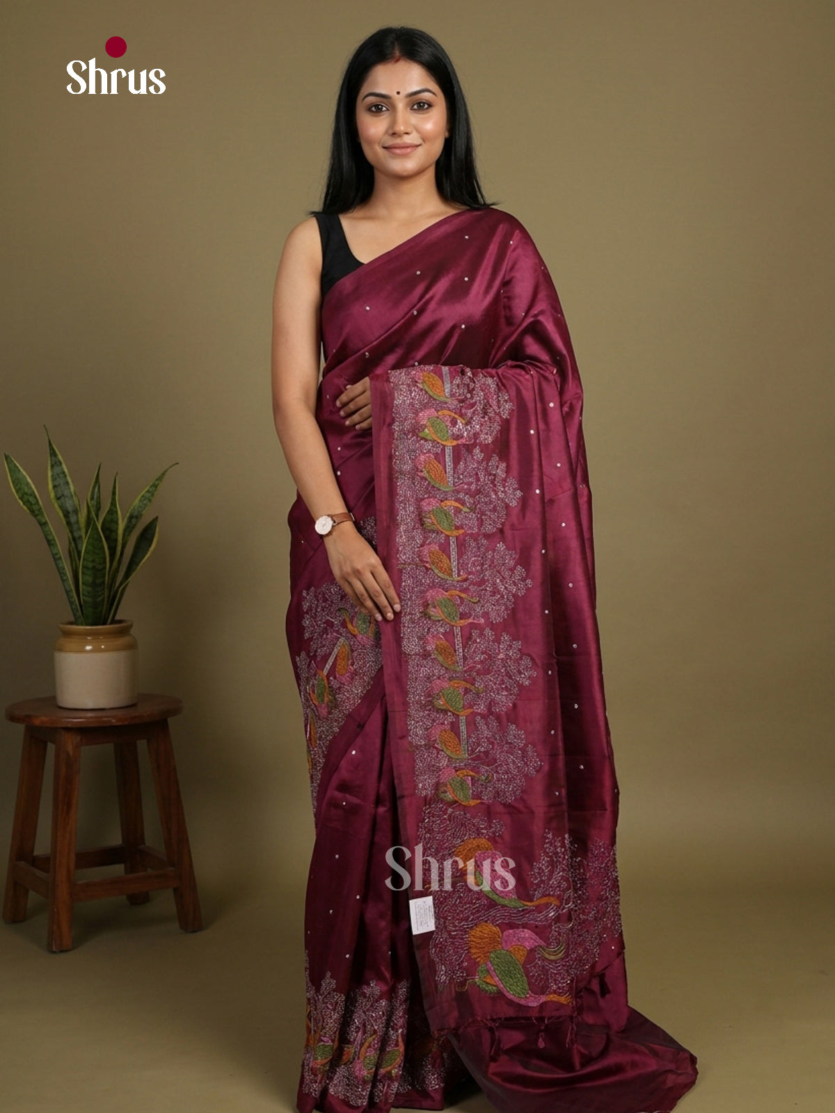 Semi Rawsilk Embroidery Saree - EI10575