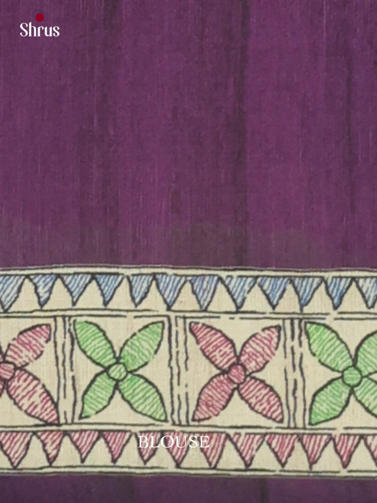 Violet - Printed Madhubani Saree