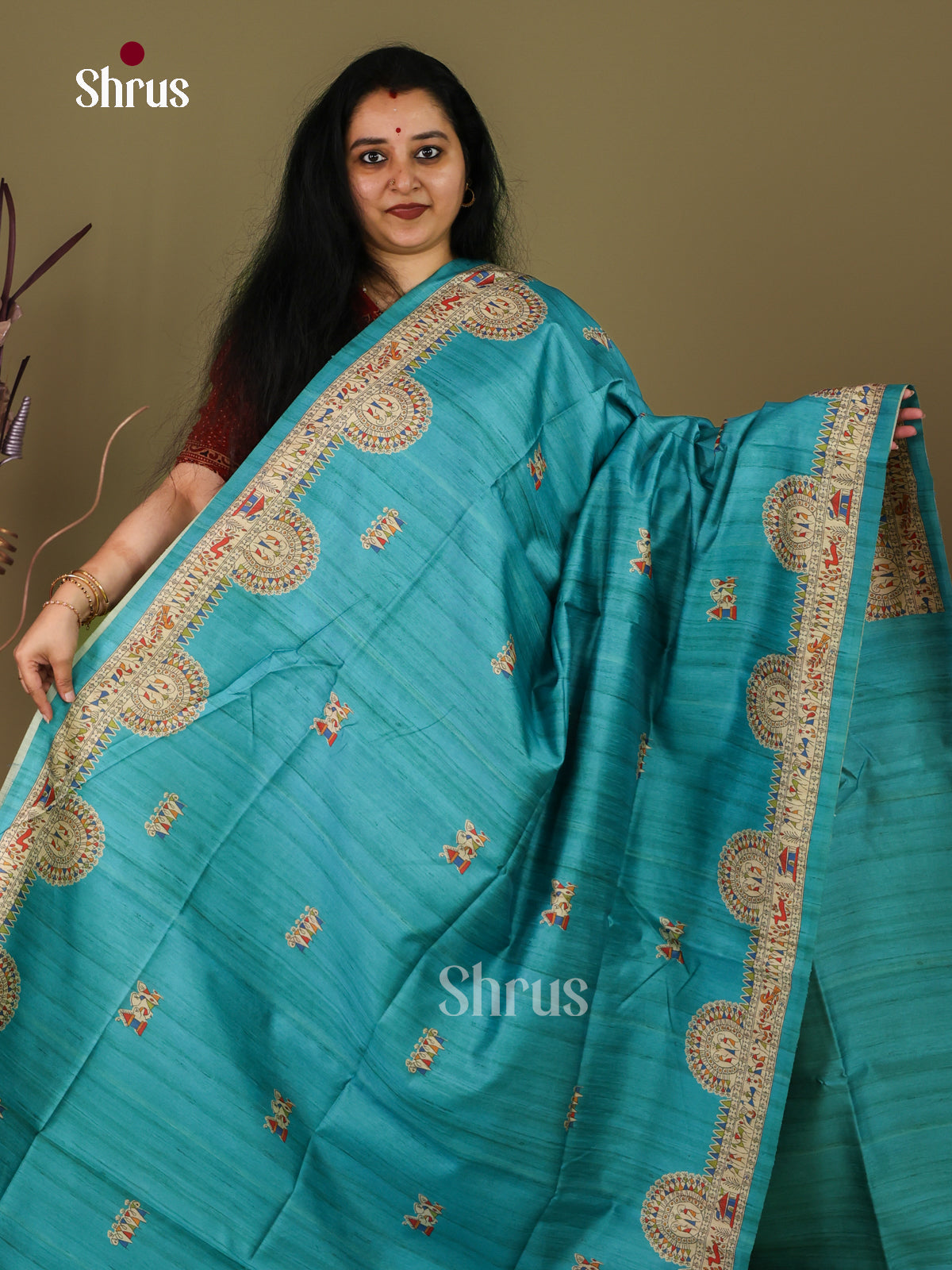 Printed Madhubani Saree - EI16714 - Shop on Shrus.com