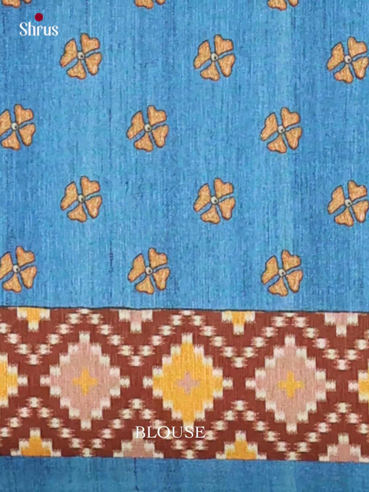Blue & Cream - Printed Madhubani Saree - Shop on Shrus.com